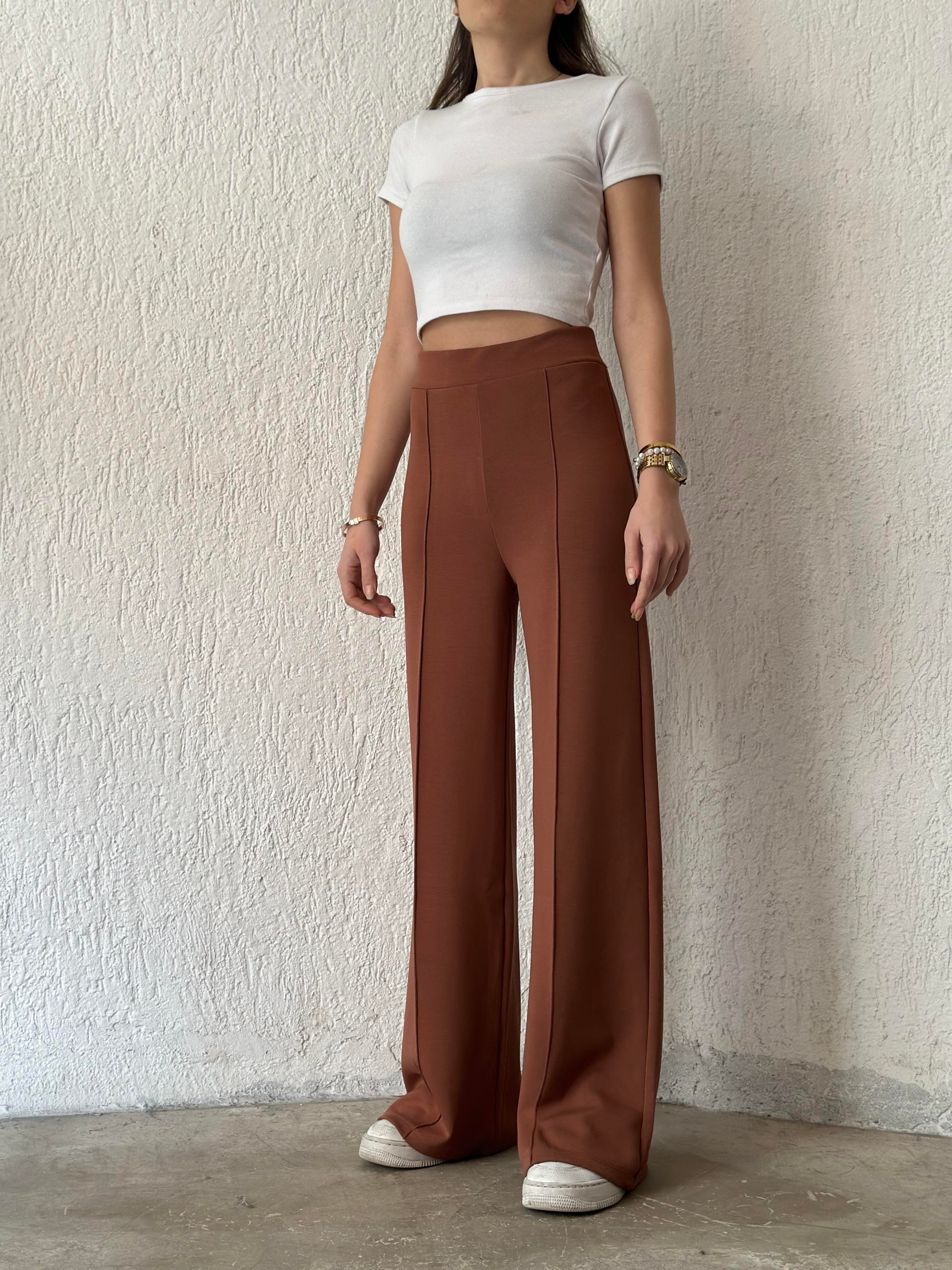 Oysho Palazzo Eşofman Altı - Kahverengi - Dominatrend