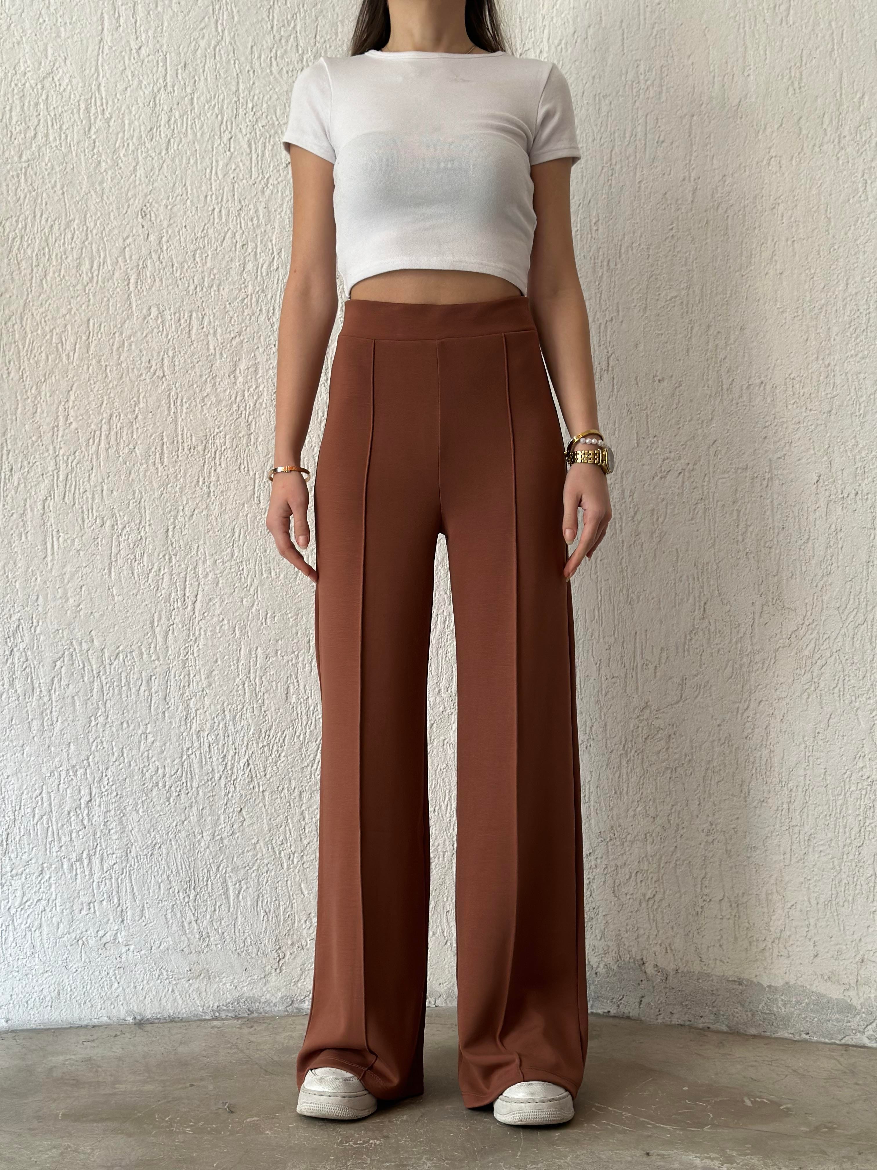 Oysho Palazzo Eşofman Altı - Kahverengi - Dominatrend