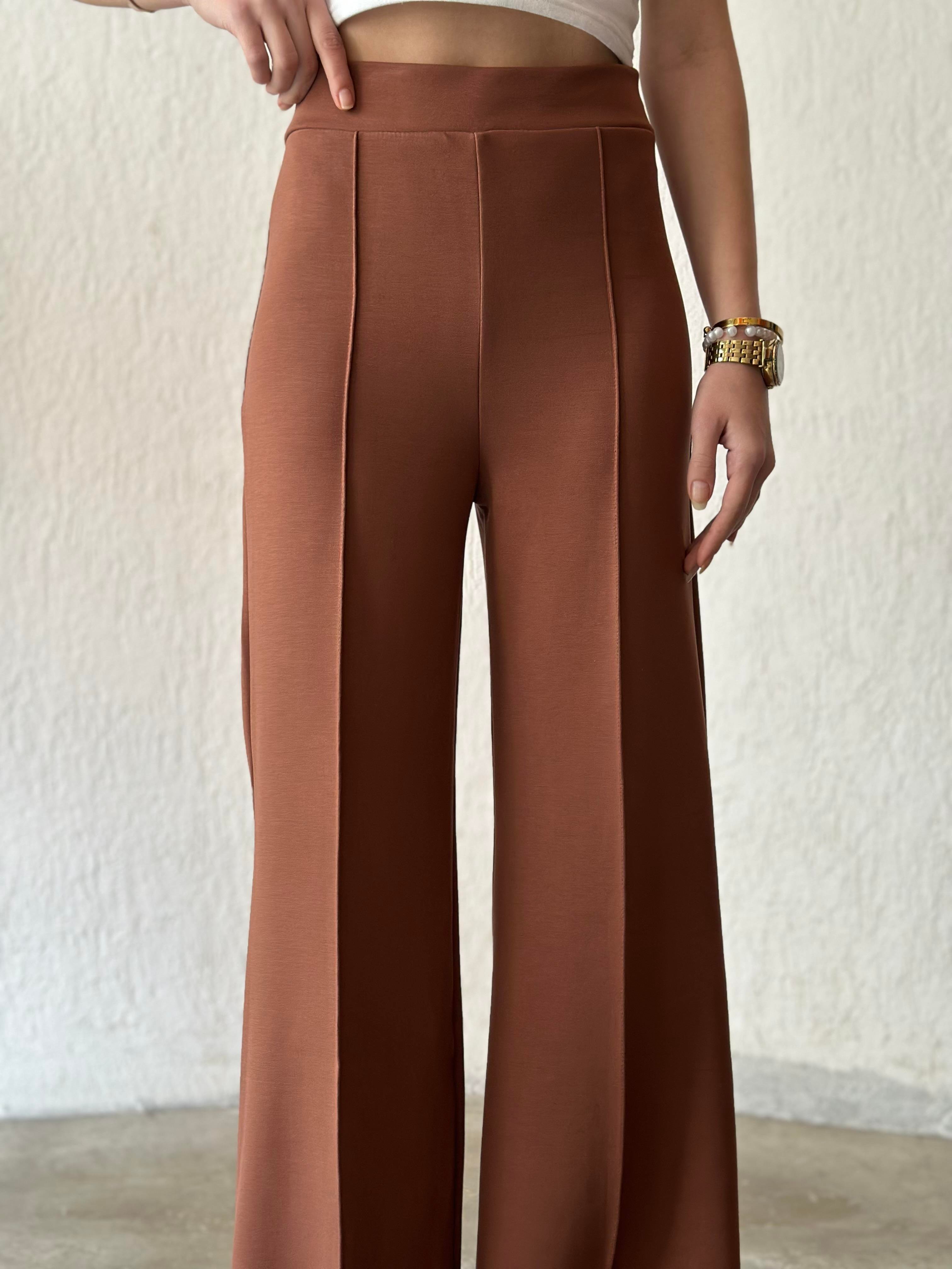 Oysho Palazzo Eşofman Altı - Kahverengi - Dominatrend