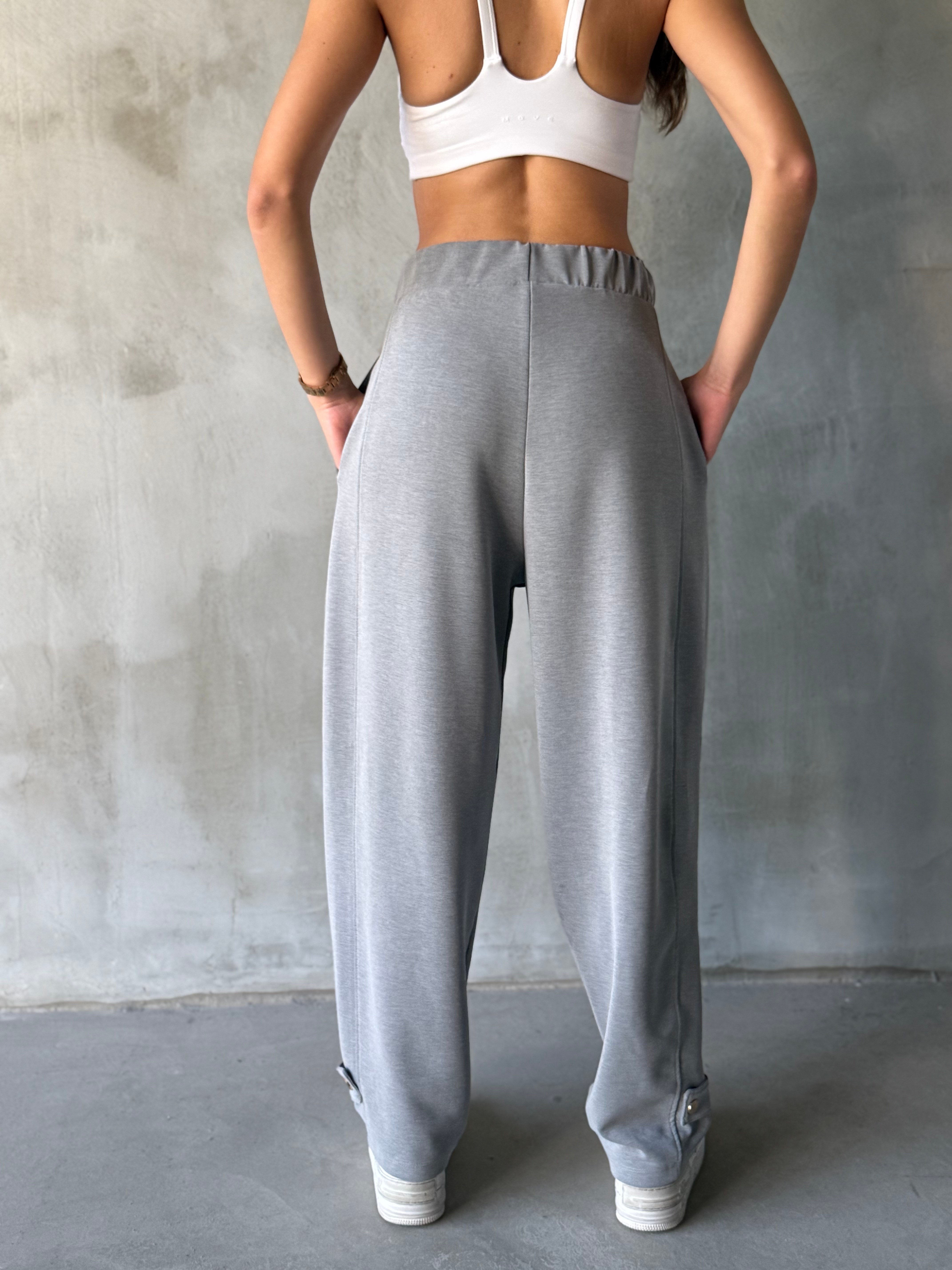 Paça Detay Barrel Modal Pantolon - Gri - Dominatrend