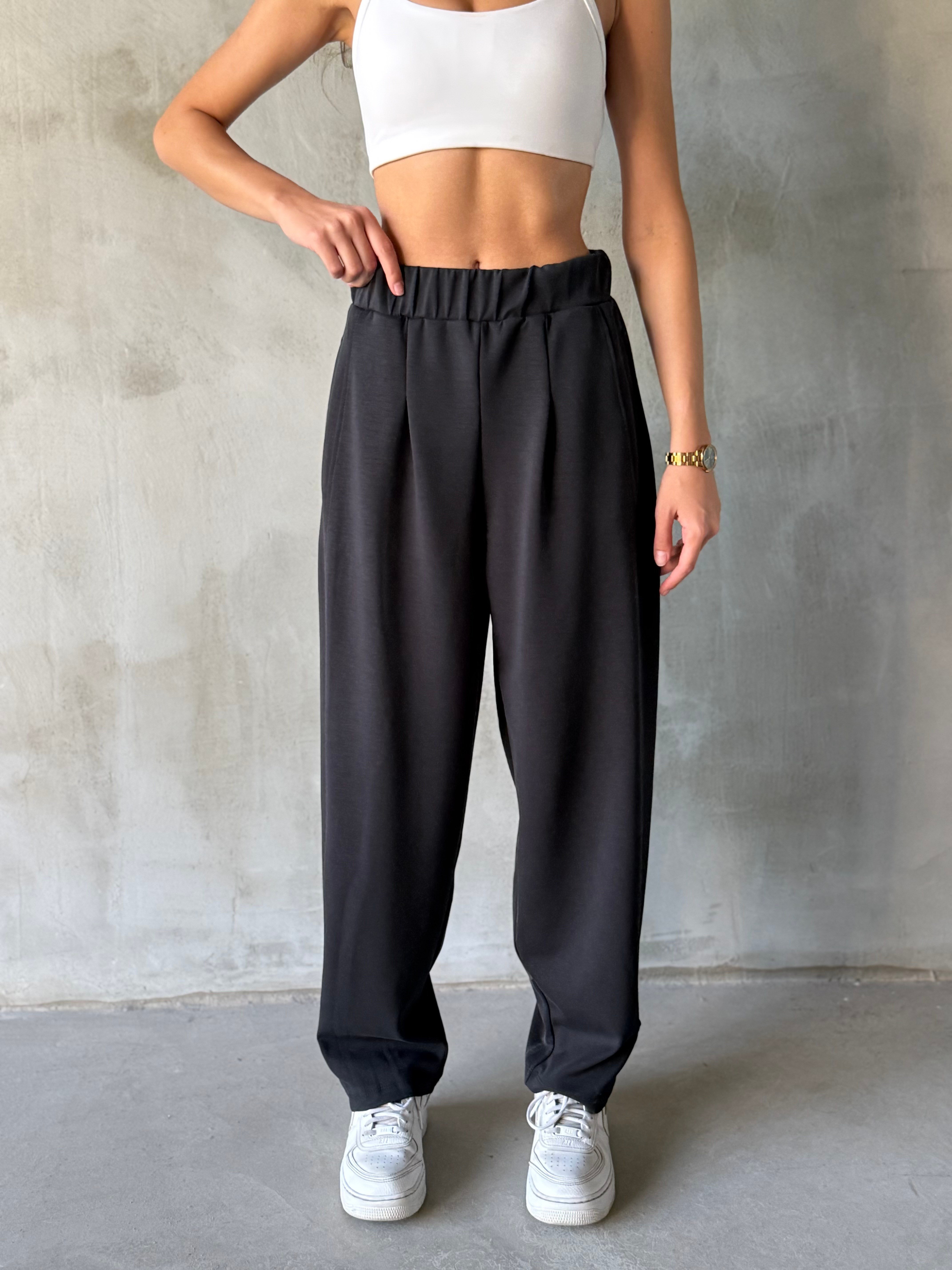 Paça Detay Barrel Pantolon - Antrasit  - Dominatrend