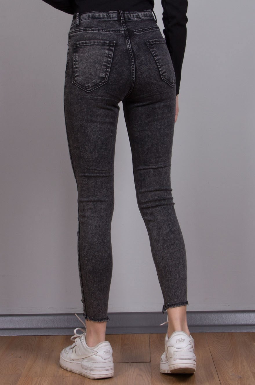 Paça Detay Kar Yıkamalı Skinny - Antrasit - Dominatrend
