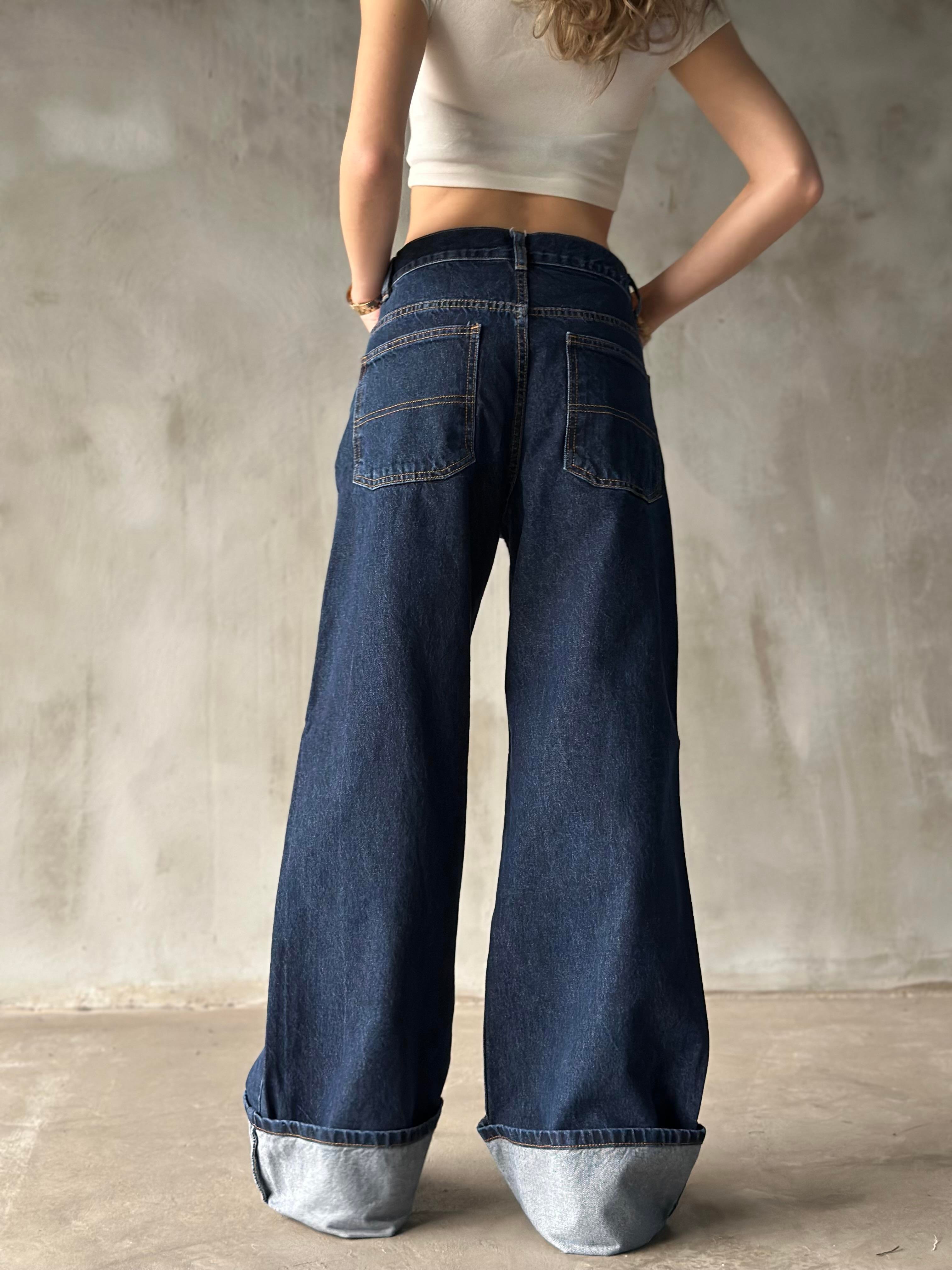 Paça Katlamalı Baggy Jean - Dominatrend