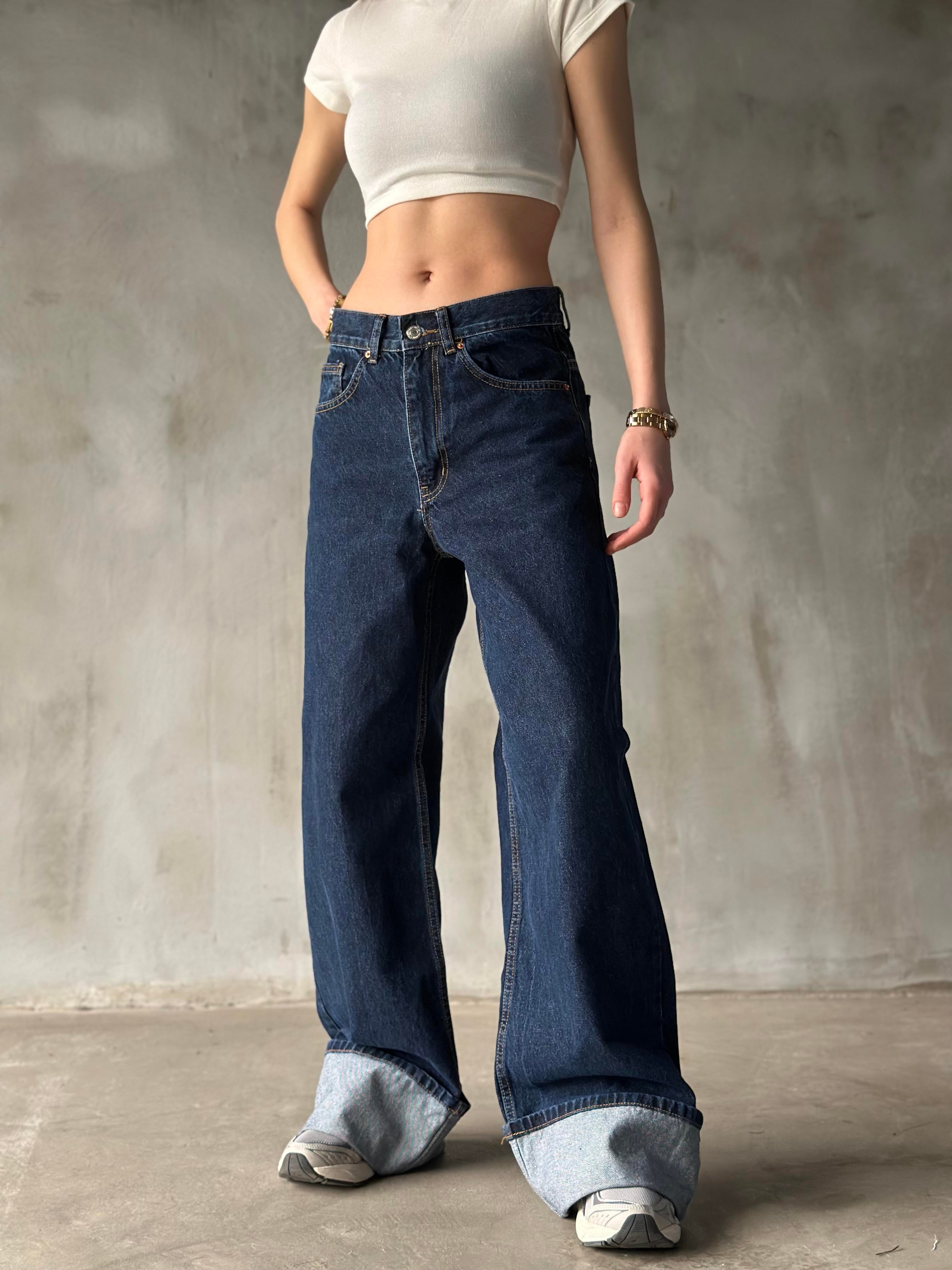 Paça Katlamalı Baggy Jean - Dominatrend