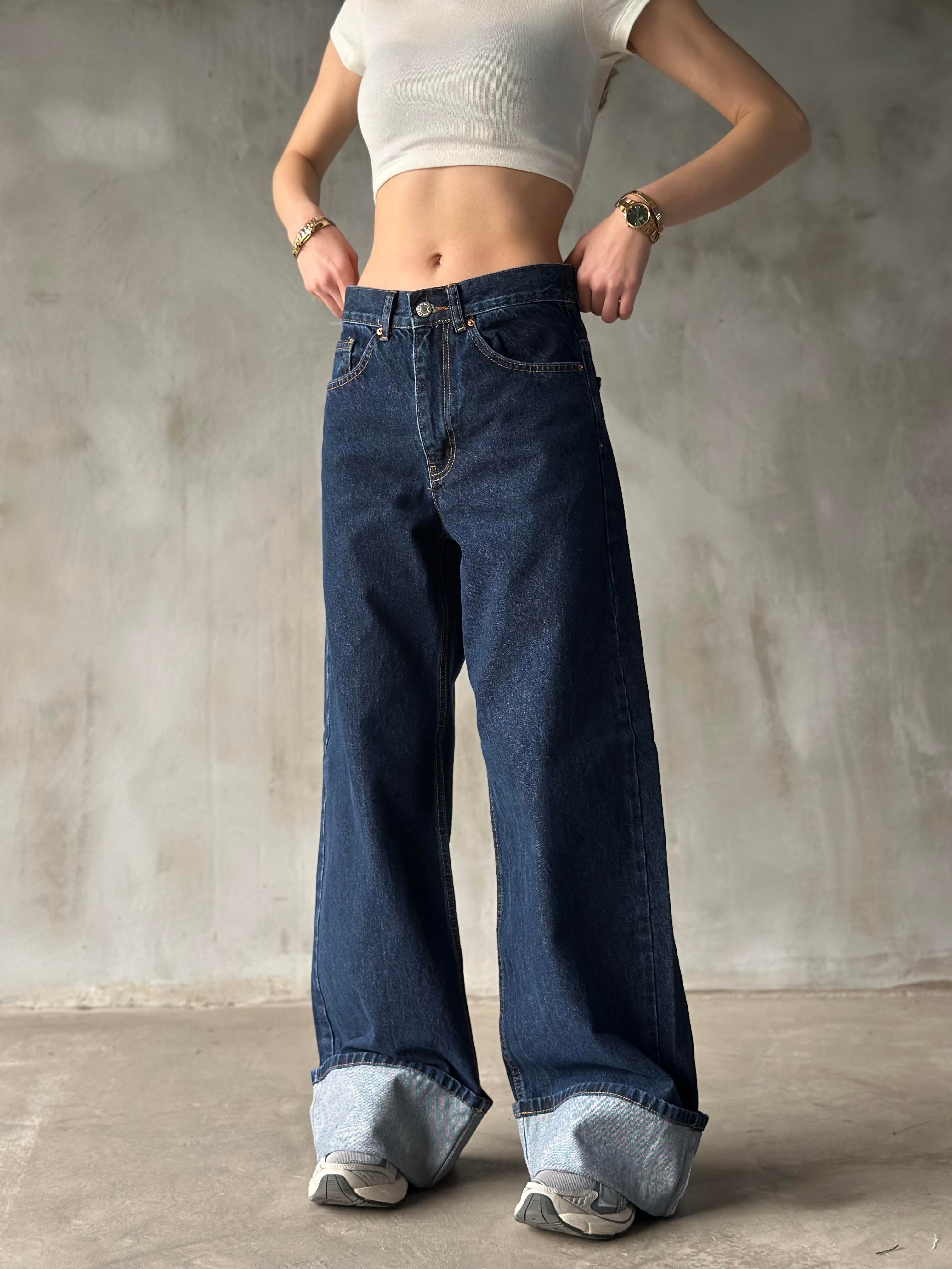 Paça Katlamalı Baggy Jean - Dominatrend