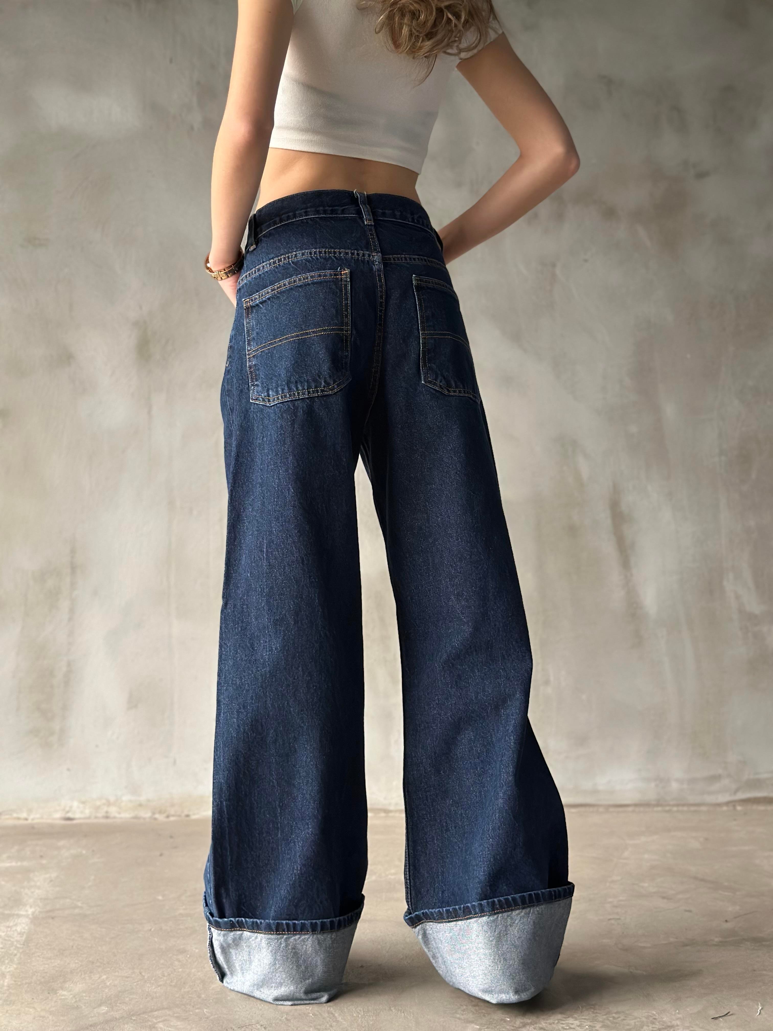 Paça Katlamalı Baggy Jean - Dominatrend
