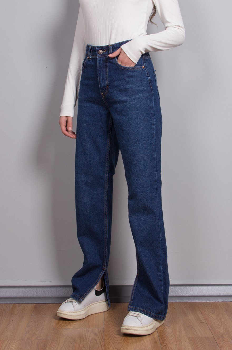 Paça Kesik Jean - Koyu Mavi - Dominatrend