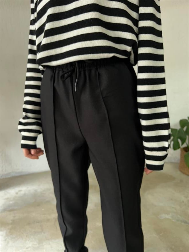 Paça Lastikli Jogger Pantolon - Siyah - Dominatrend