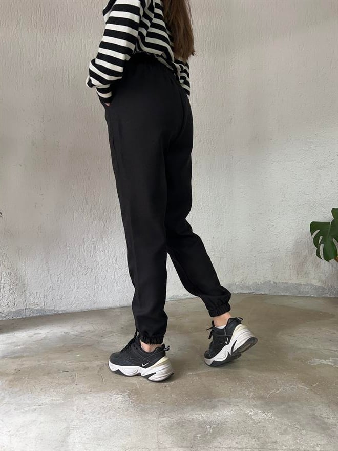 Paça Lastikli Jogger Pantolon - Siyah - Dominatrend