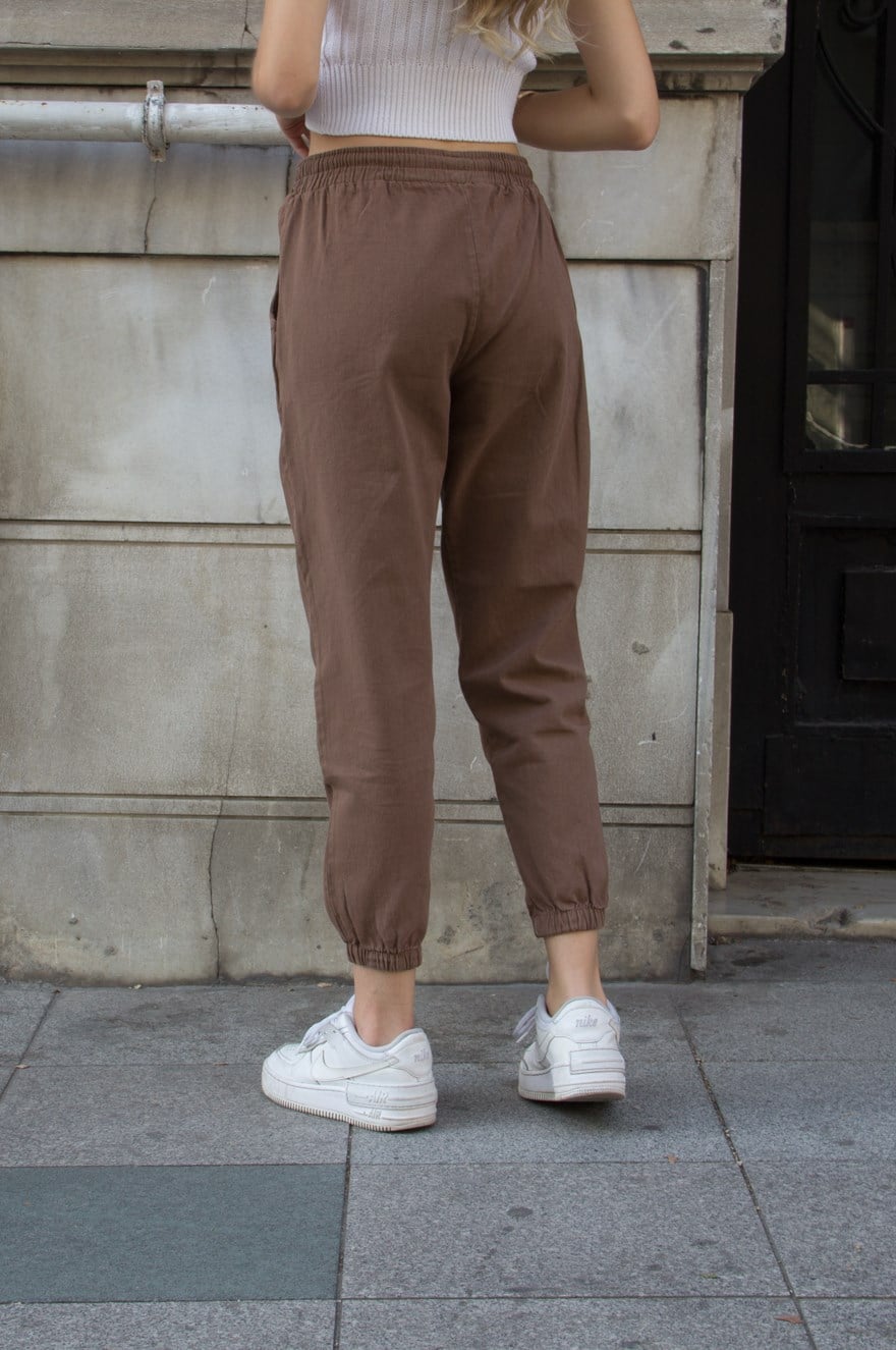 Paça Lastikli Pantolon - Kahverengi - Dominatrend