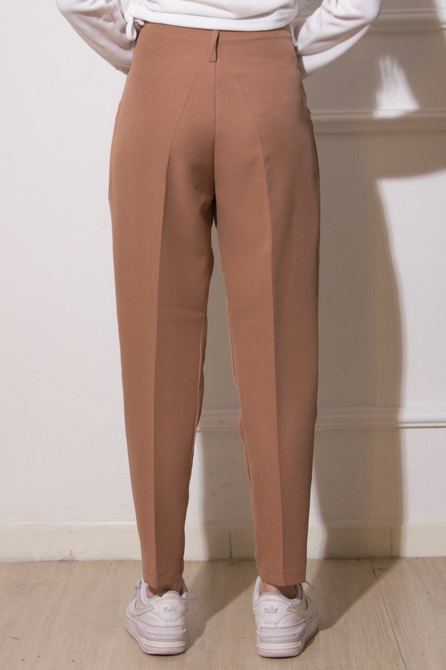 Paça Pensli Kumaş Pantolon - Camel - Dominatrend