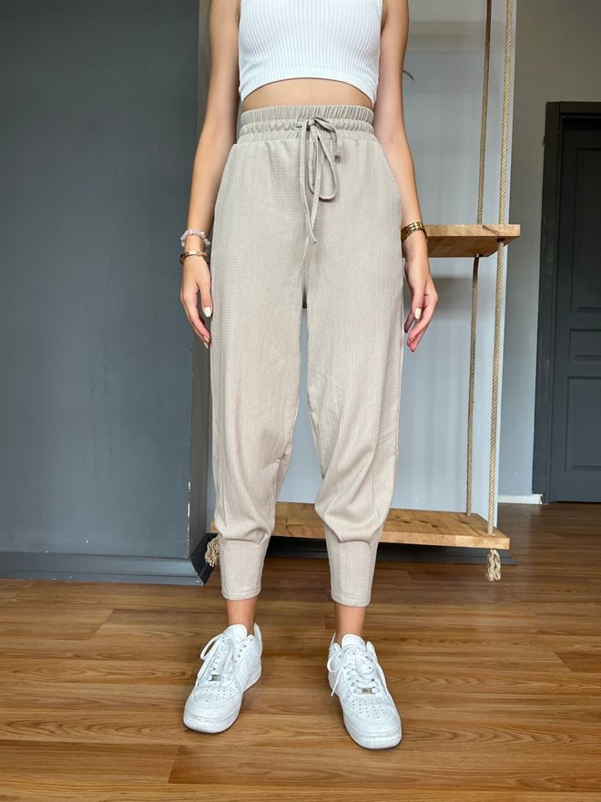 Paça Pensli Pantolon - Krem - Dominatrend