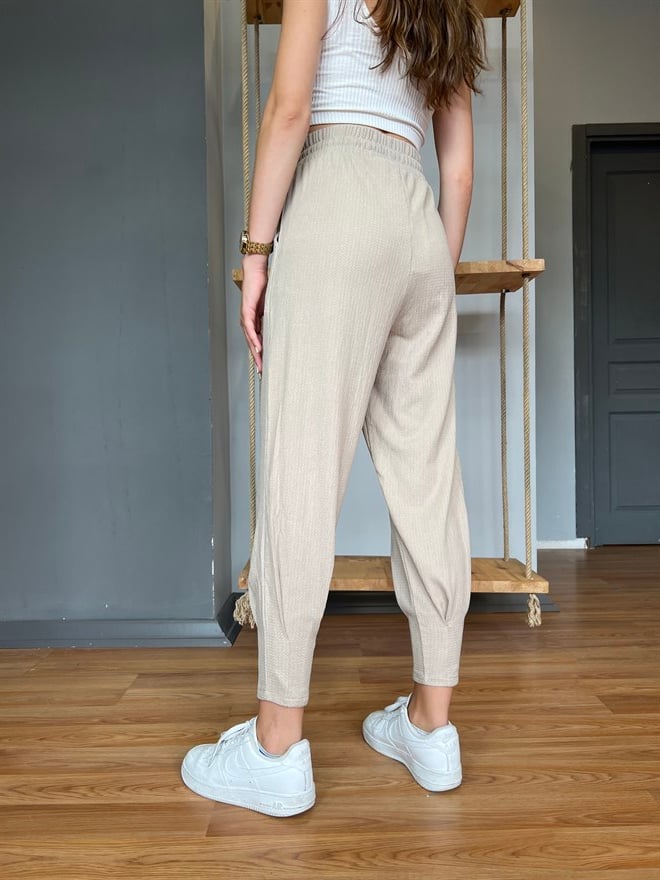 Paça Pensli Pantolon - Krem - Dominatrend