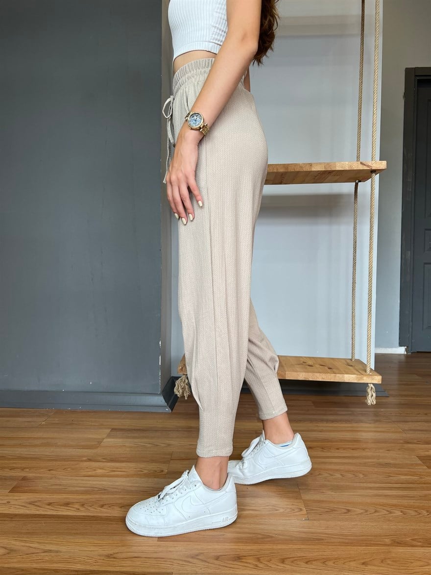 Paça Pensli Pantolon - Krem - Dominatrend