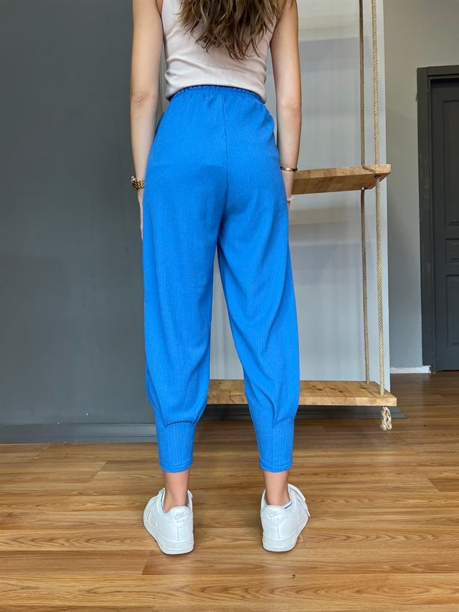 Paça Pensli Pantolon- Saks - Dominatrend