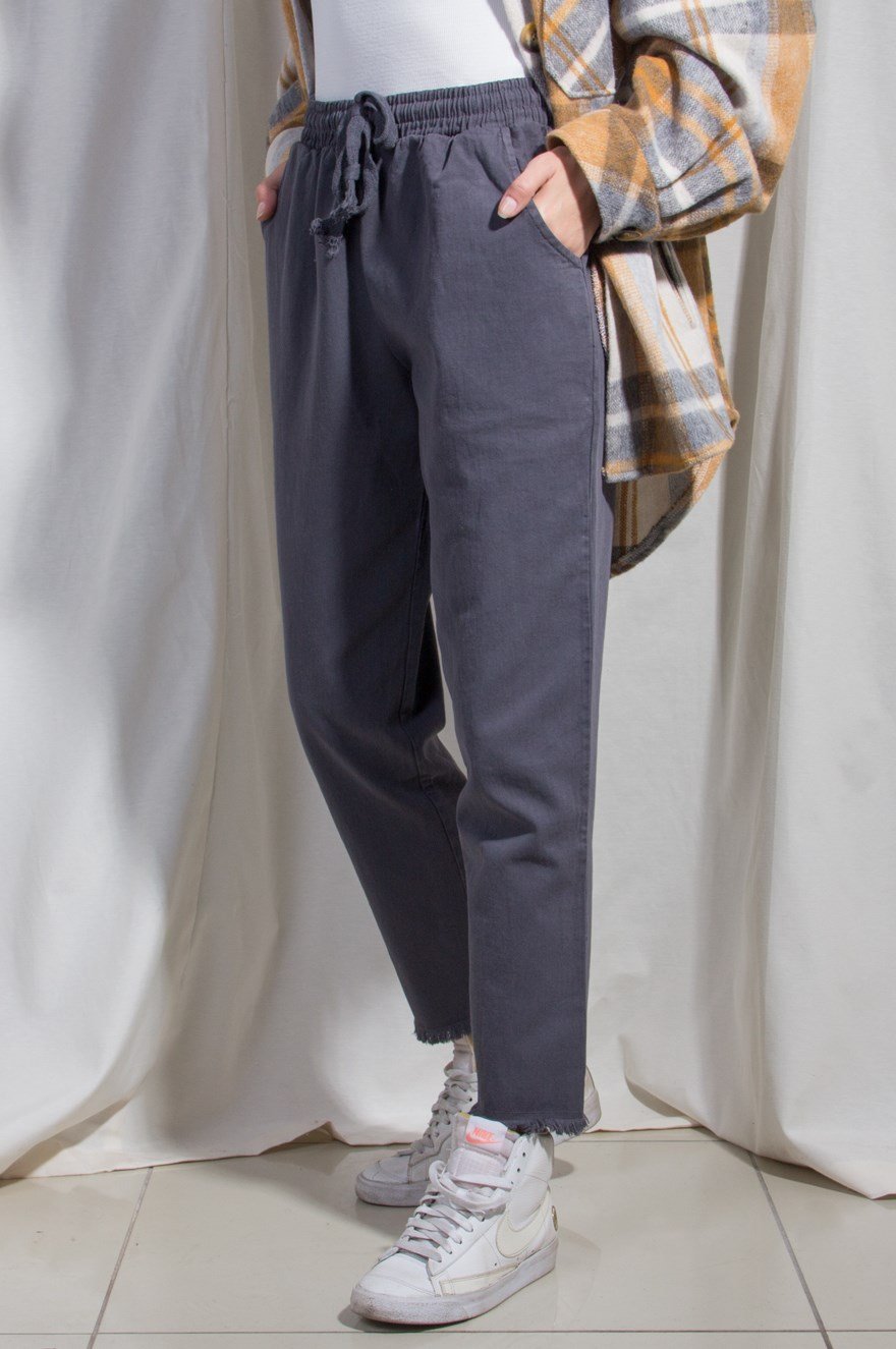 Paça Püsküllü Pantolon - Füme - Dominatrend