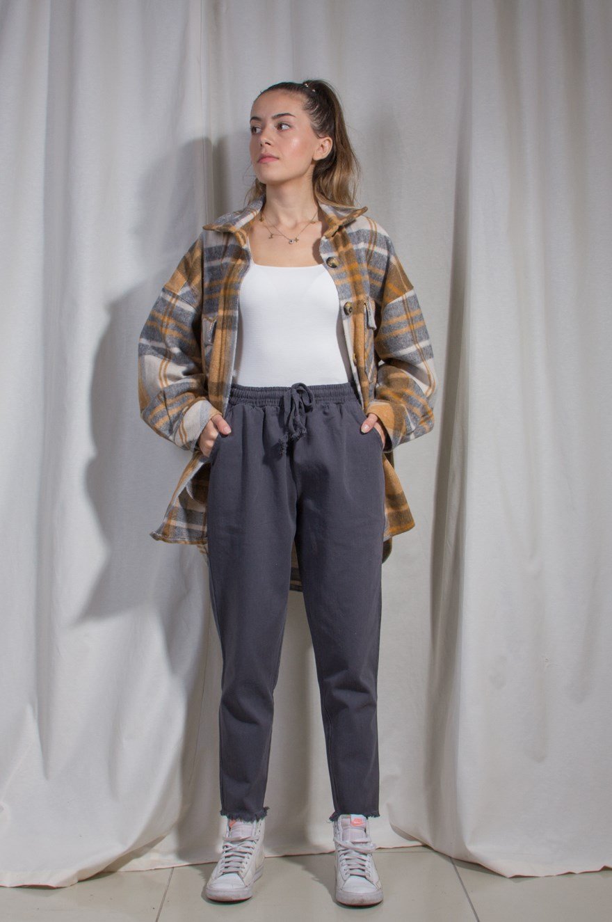 Paça Püsküllü Pantolon - Füme - Dominatrend