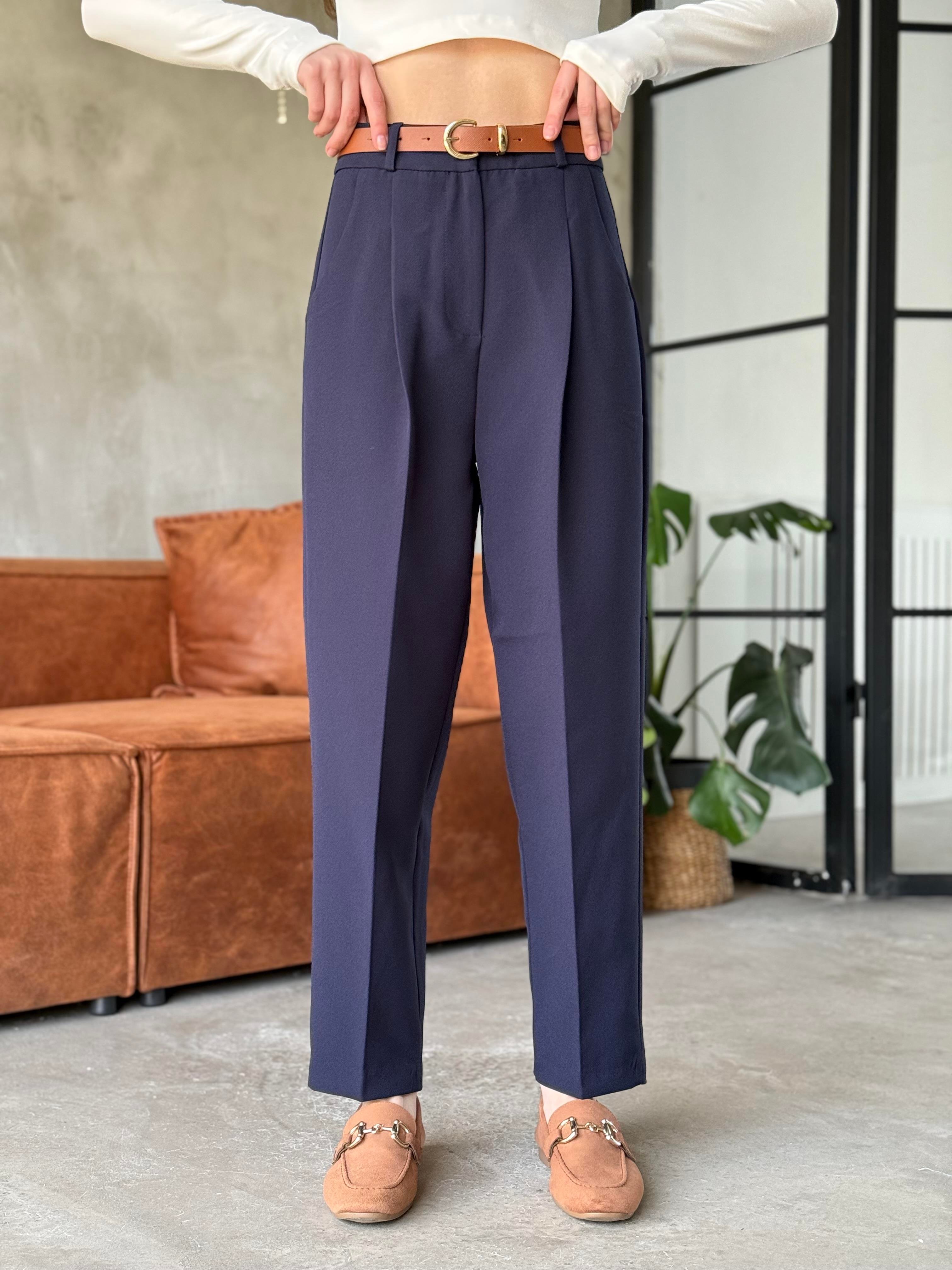 Perry Premium Kemerli Havuç Pantolon - Lacivert - Dominatrend