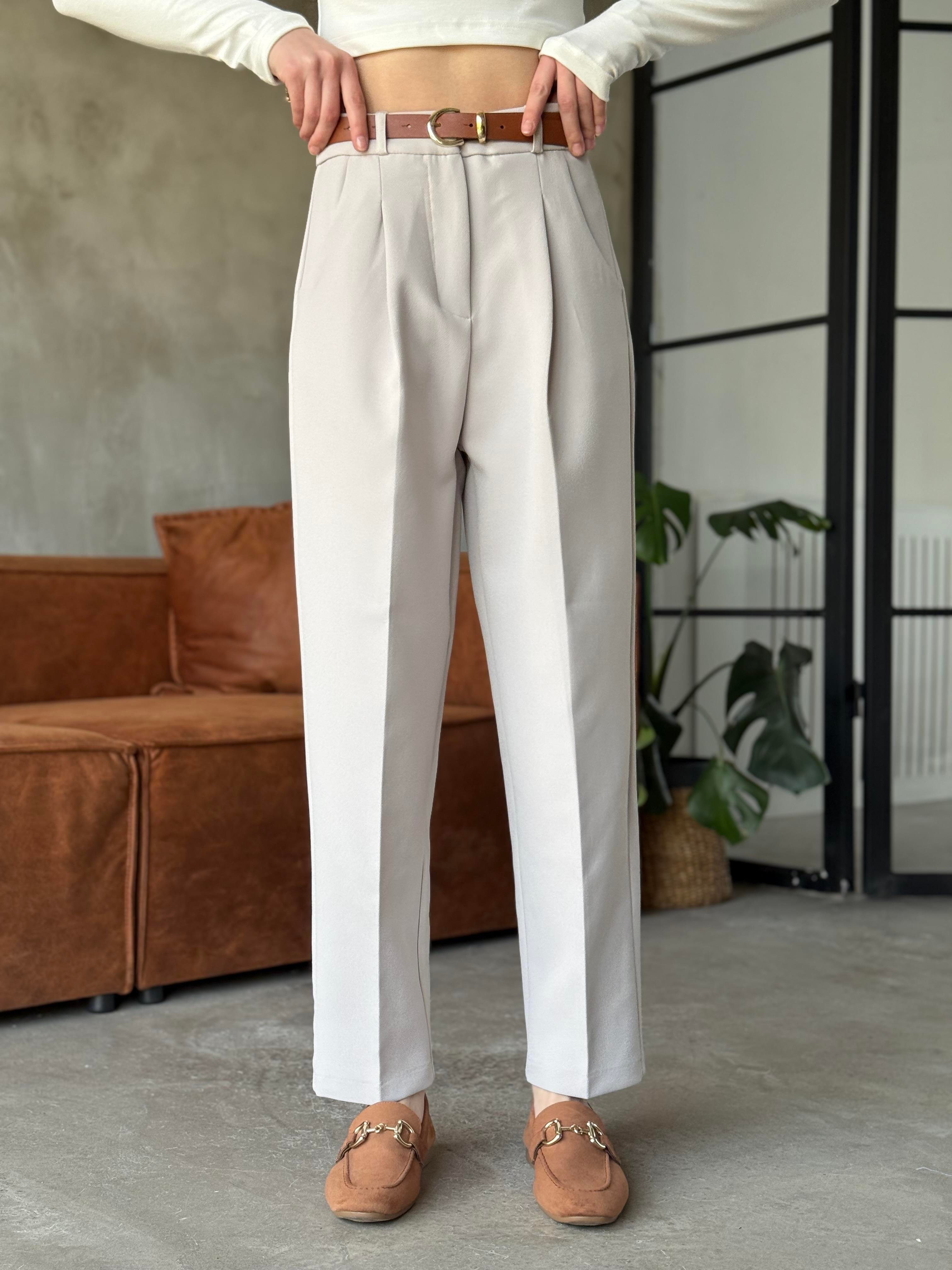 Perry Premium Kemerli Havuç Pantolon - Taş - Dominatrend