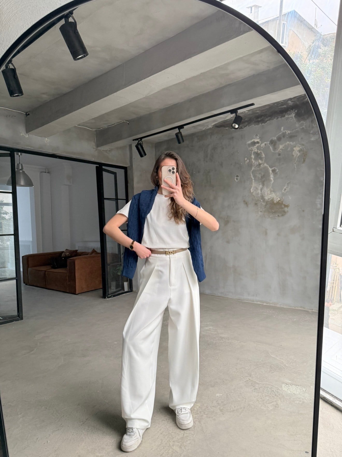 Pileli Balon Palazzo Pantolon - Beyaz - Dominatrend