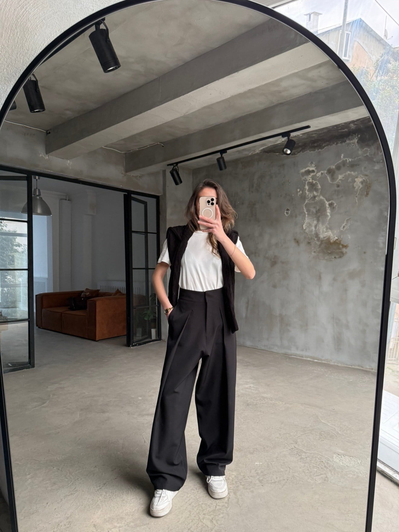 Pileli Balon Palazzo Pantolon - Siyah - Dominatrend