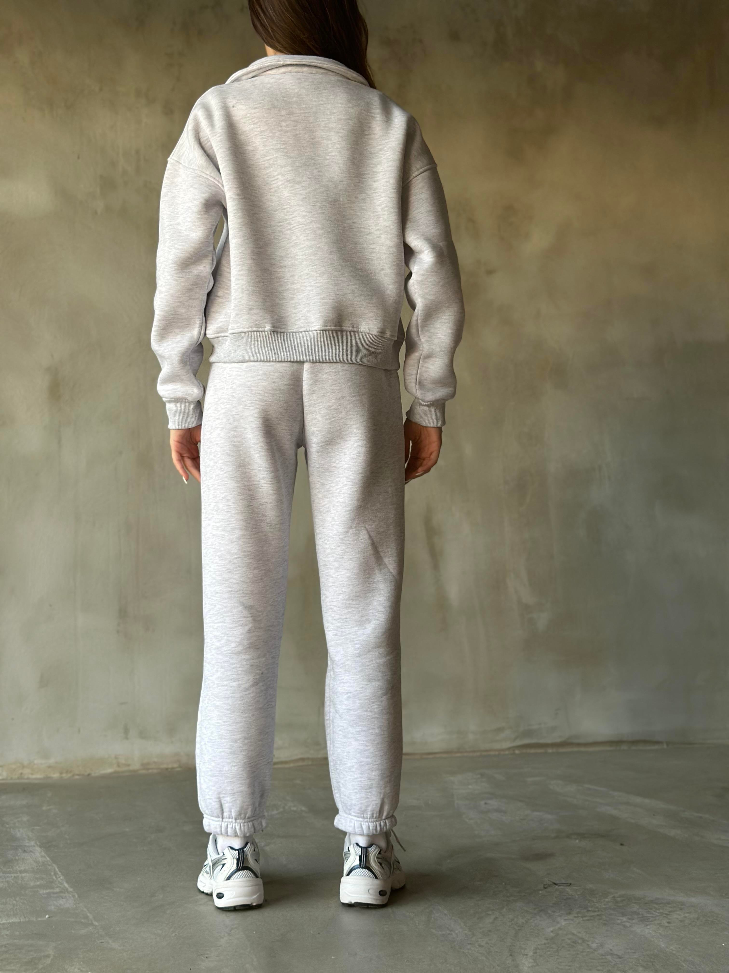 Polo Yaka Jogger Eşofman Takmı - Gri - Dominatrend