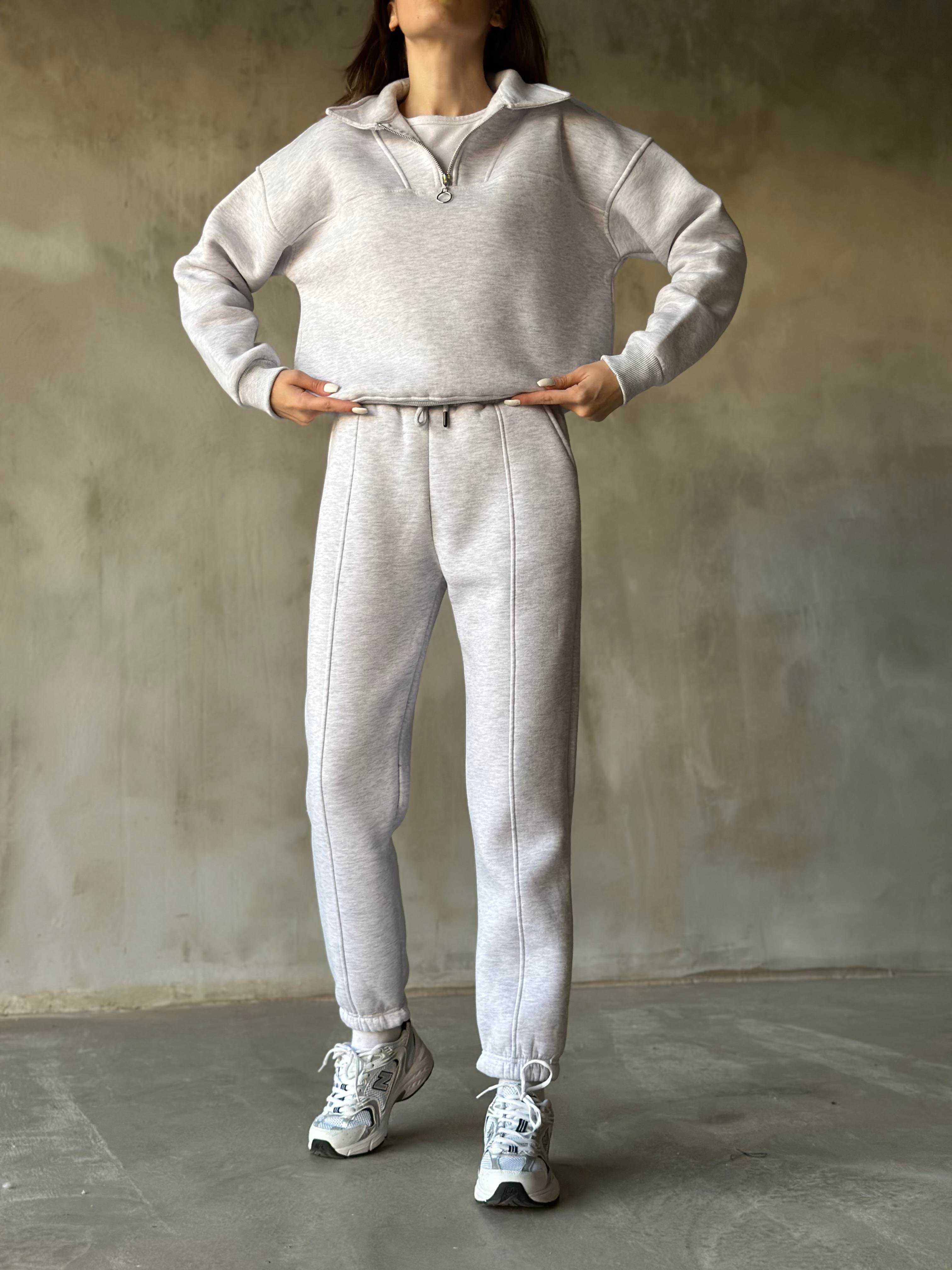 Polo Yaka Jogger Eşofman Takmı - Gri - Dominatrend
