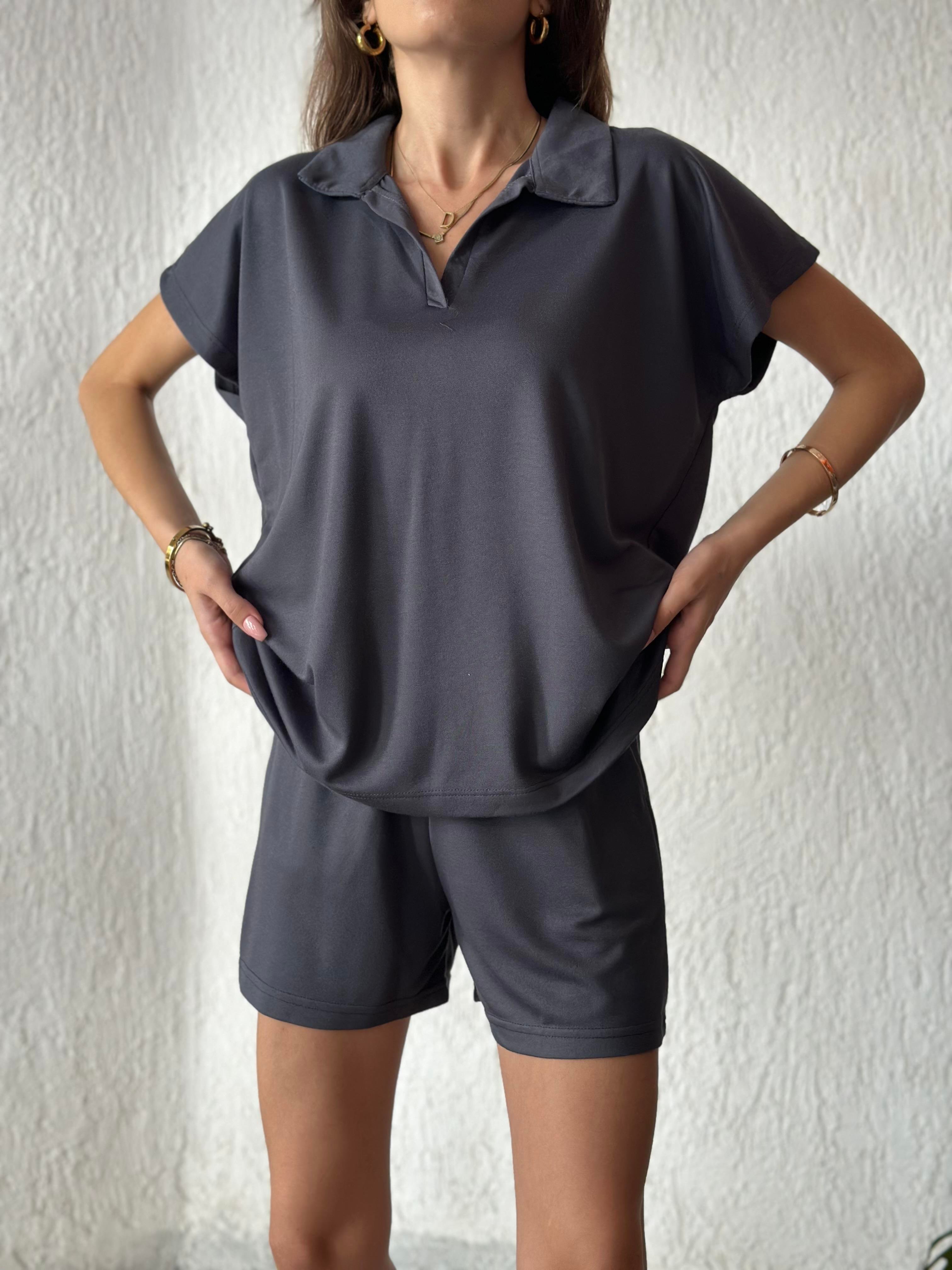 Polo Yaka Modal Takım - Füme - Dominatrend