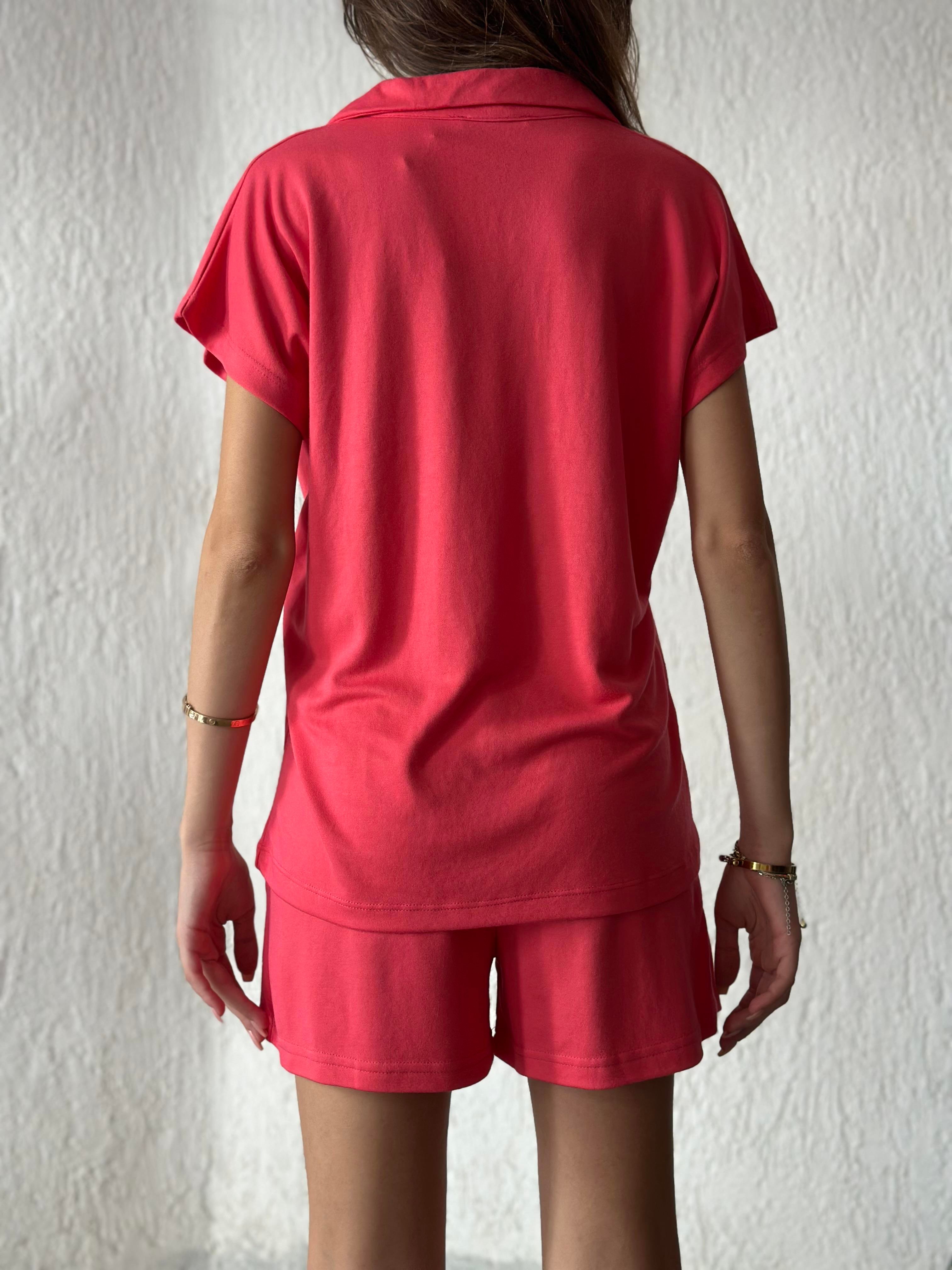 Polo Yaka Modal Takım - Pembe - Dominatrend