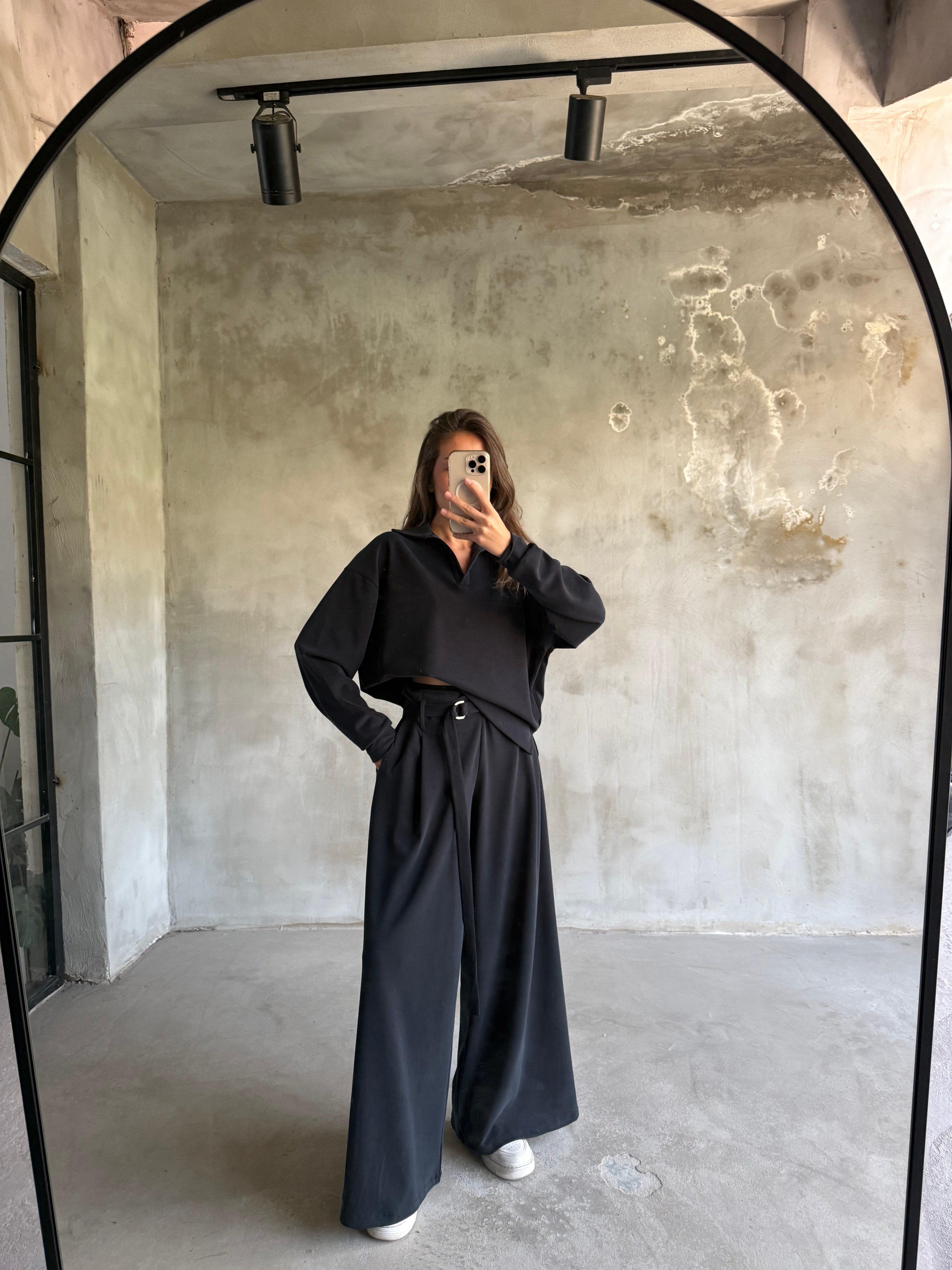 Polo Yaka Premium Modal Takım - Antrasit - Dominatrend