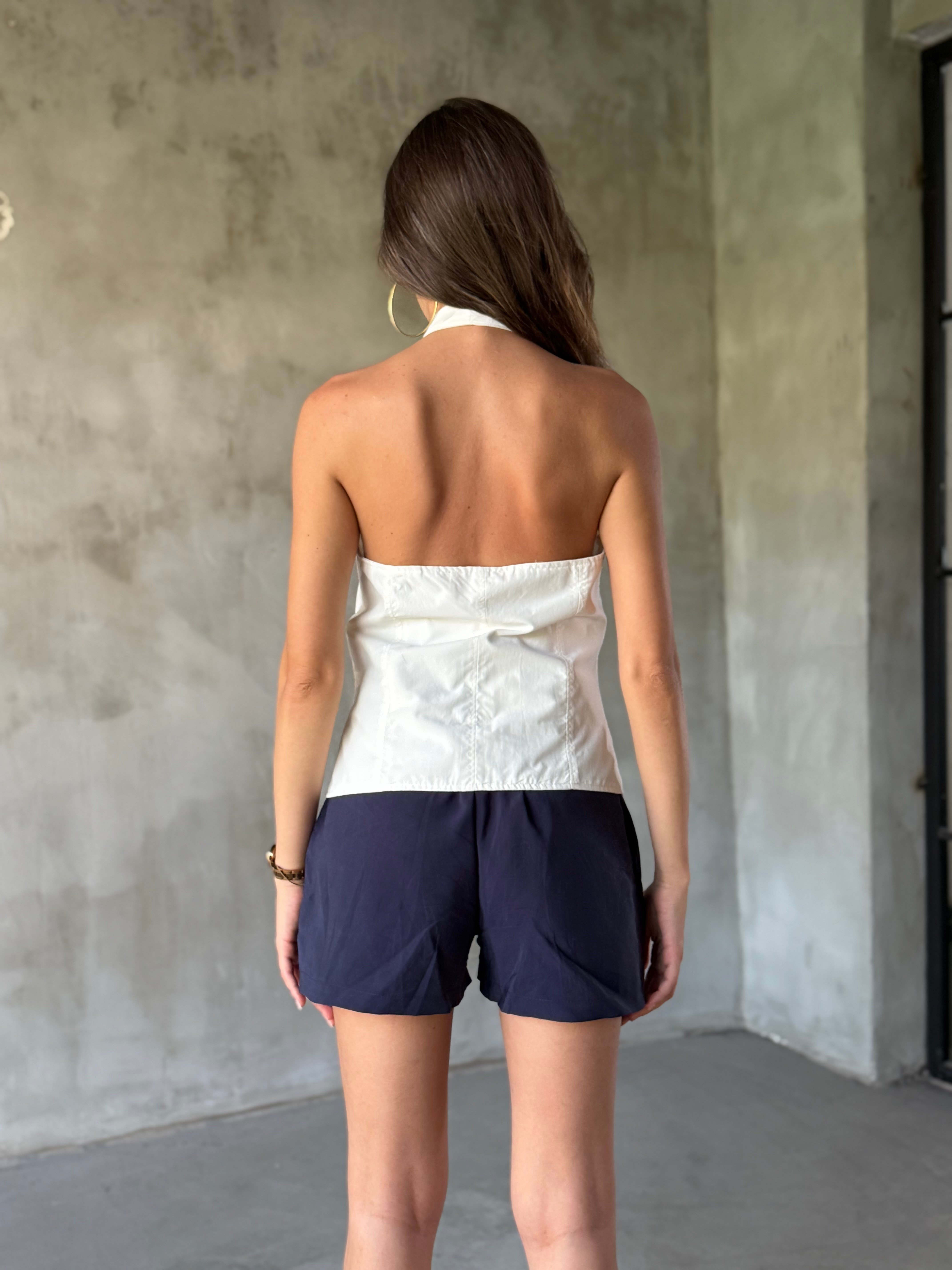 Poplin Kumaş Halter Yaka Bluz  - Dominatrend