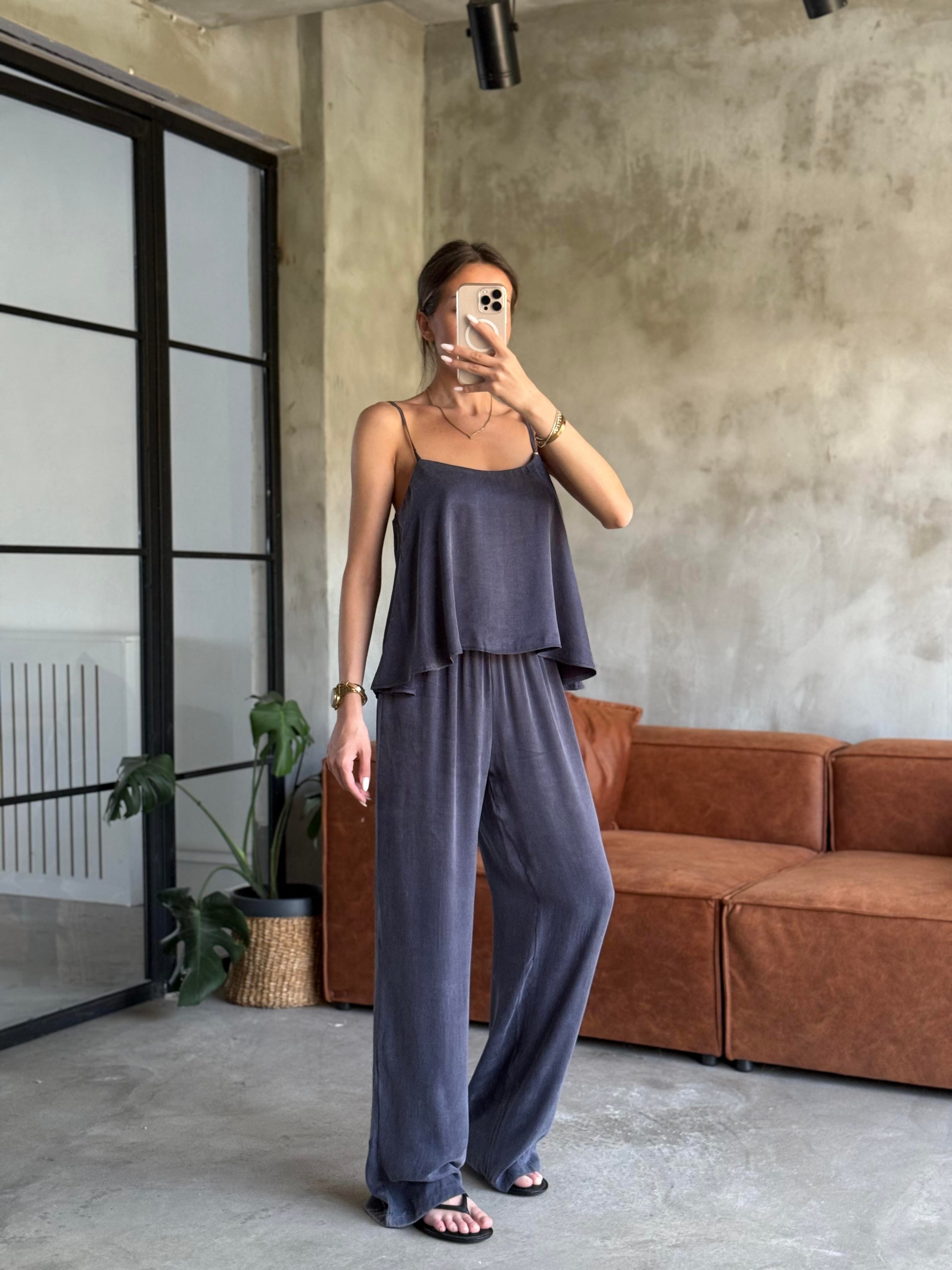 Premium Askılı Bluzlu Takım- Lacivert - Dominatrend