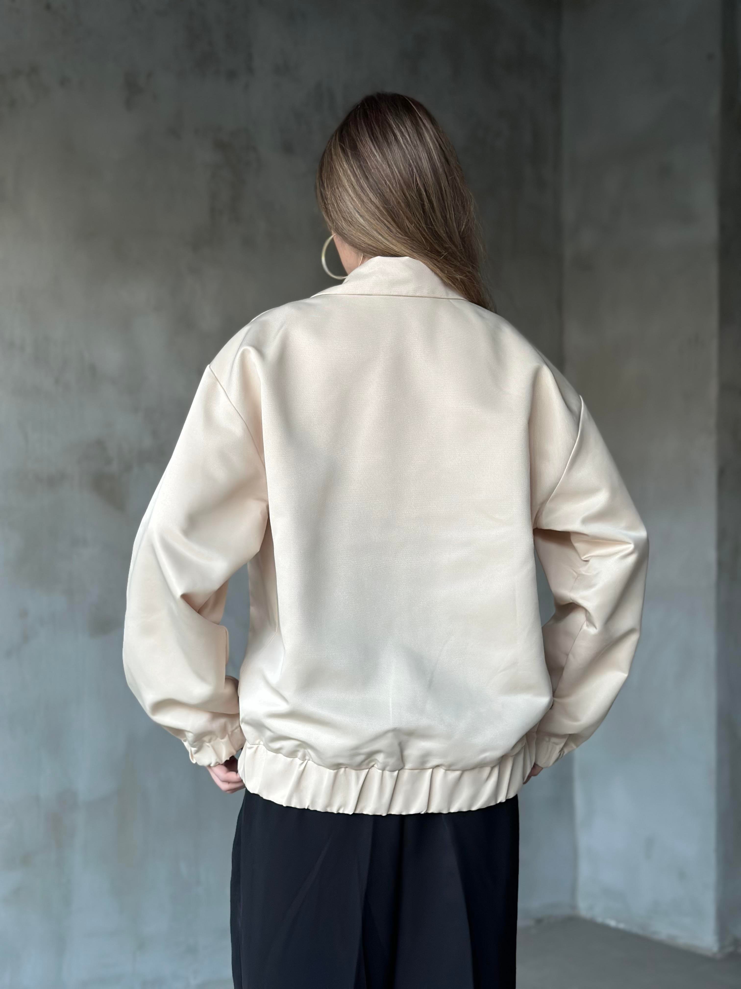 Premium Astarlı Bomber Ceket - Krem - Dominatrend