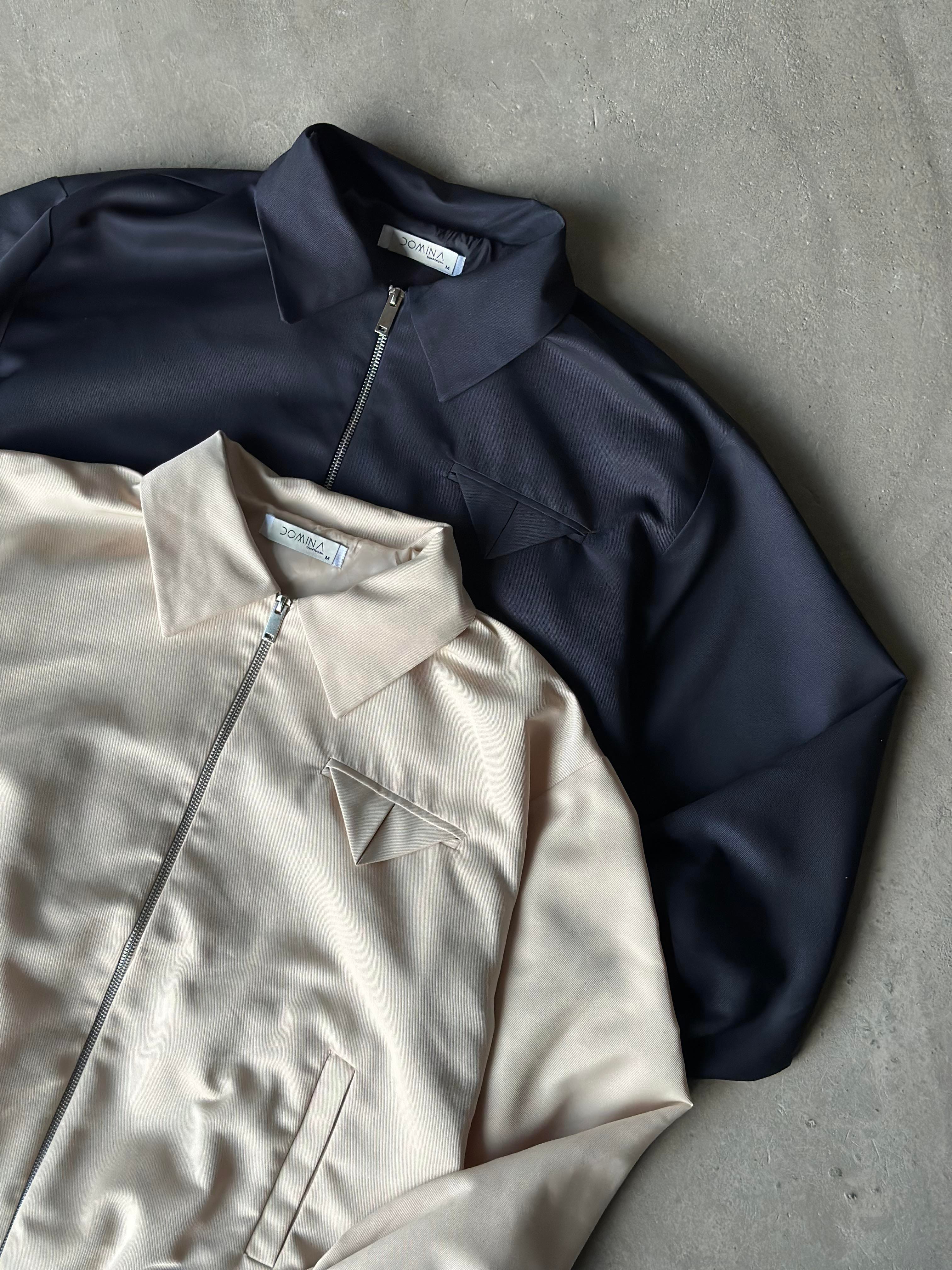 Premium Astarlı Bomber Ceket - Krem - Dominatrend
