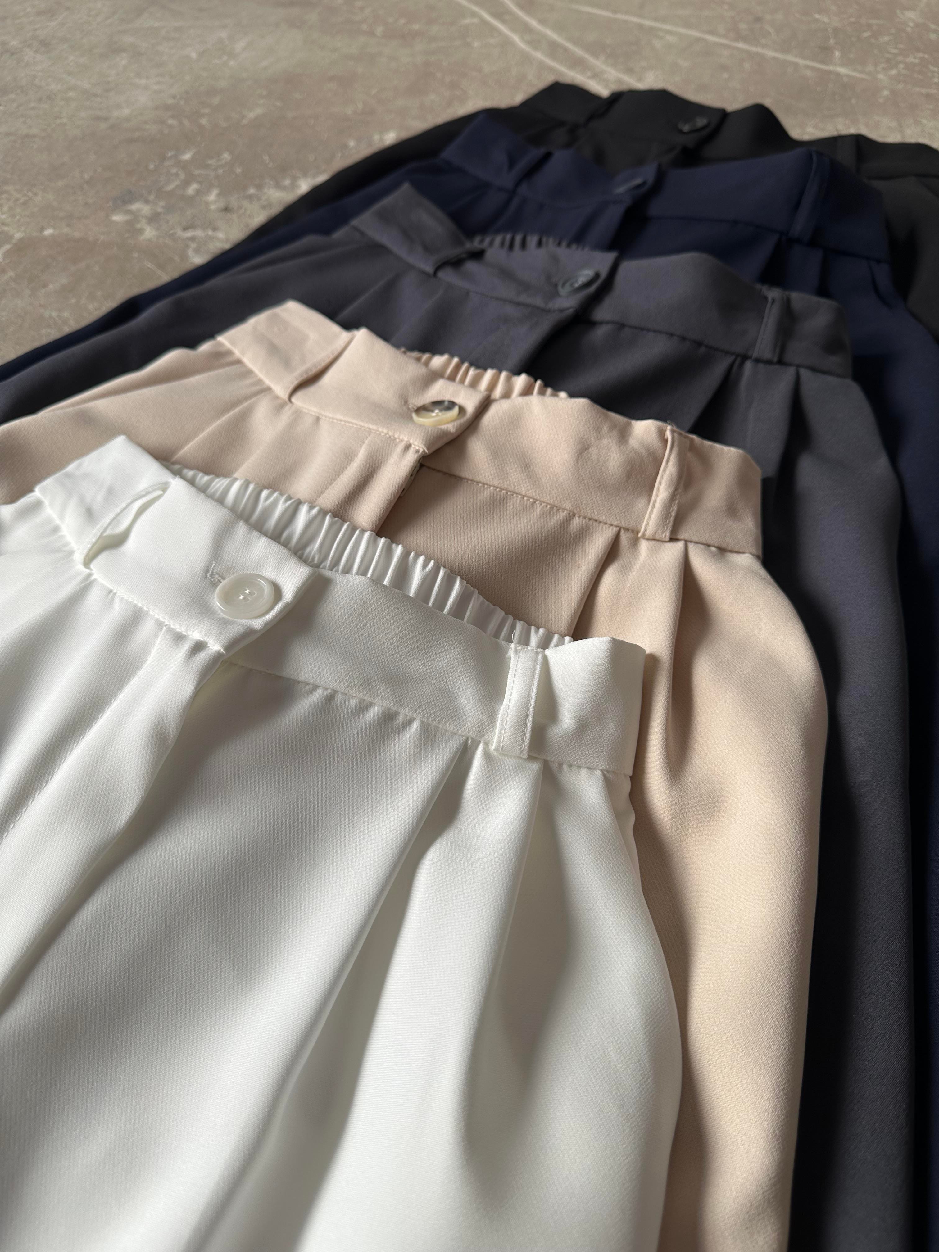 Premium Bel Lastikli Palazzo - Bej - Dominatrend