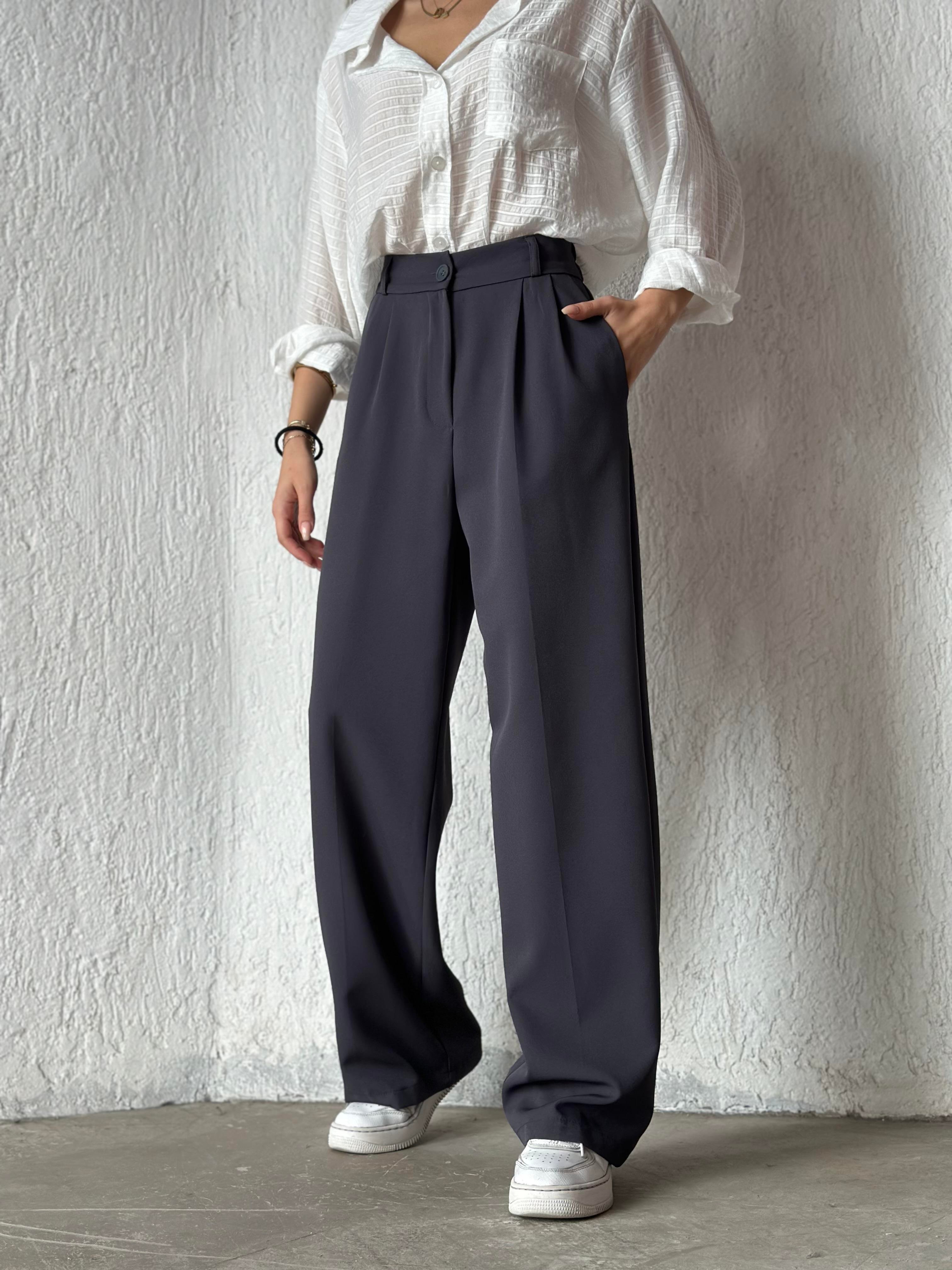 Premium Bel Lastikli Palazzo - Füme - Dominatrend