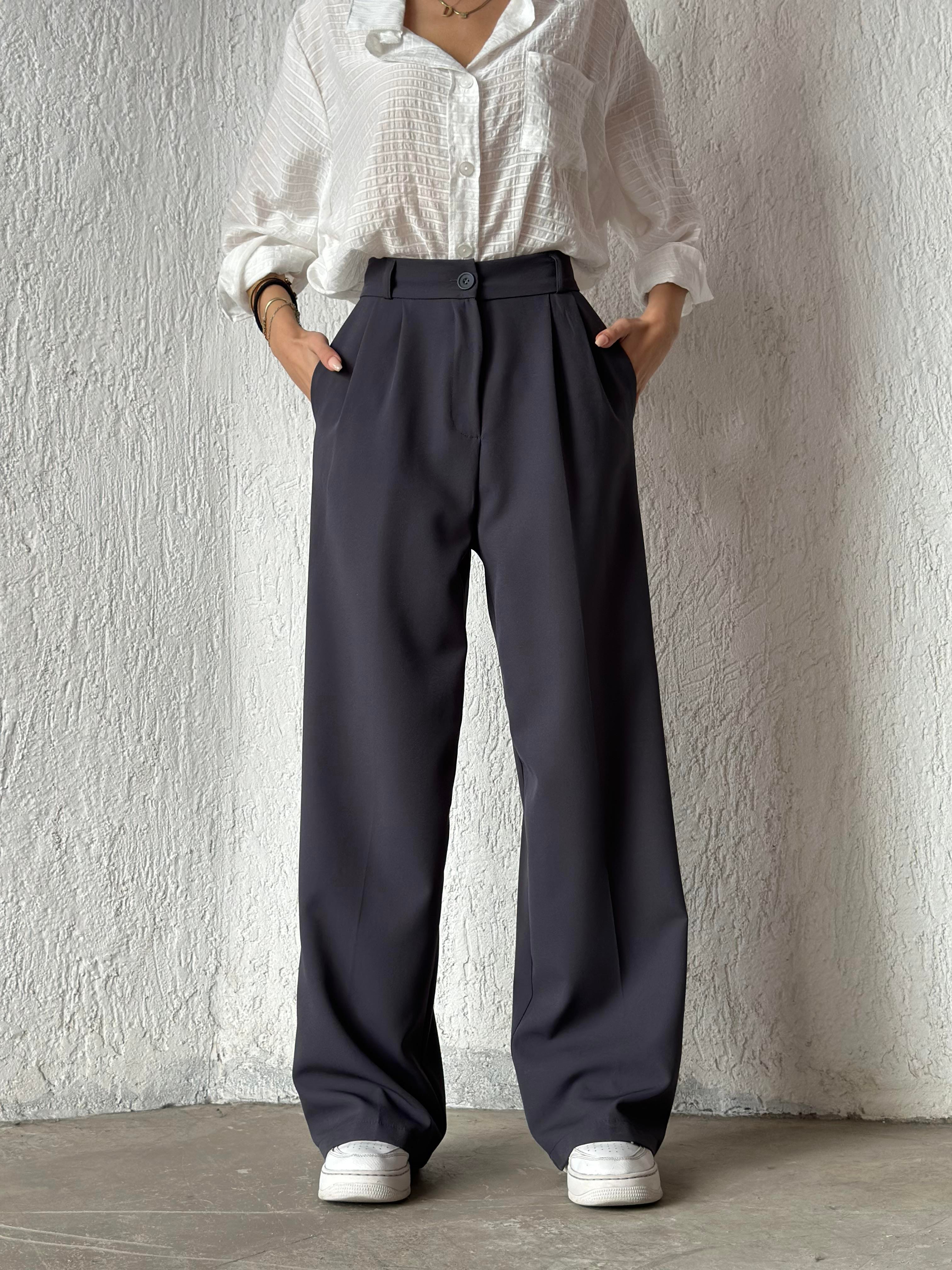 Premium Bel Lastikli Palazzo - Füme - Dominatrend