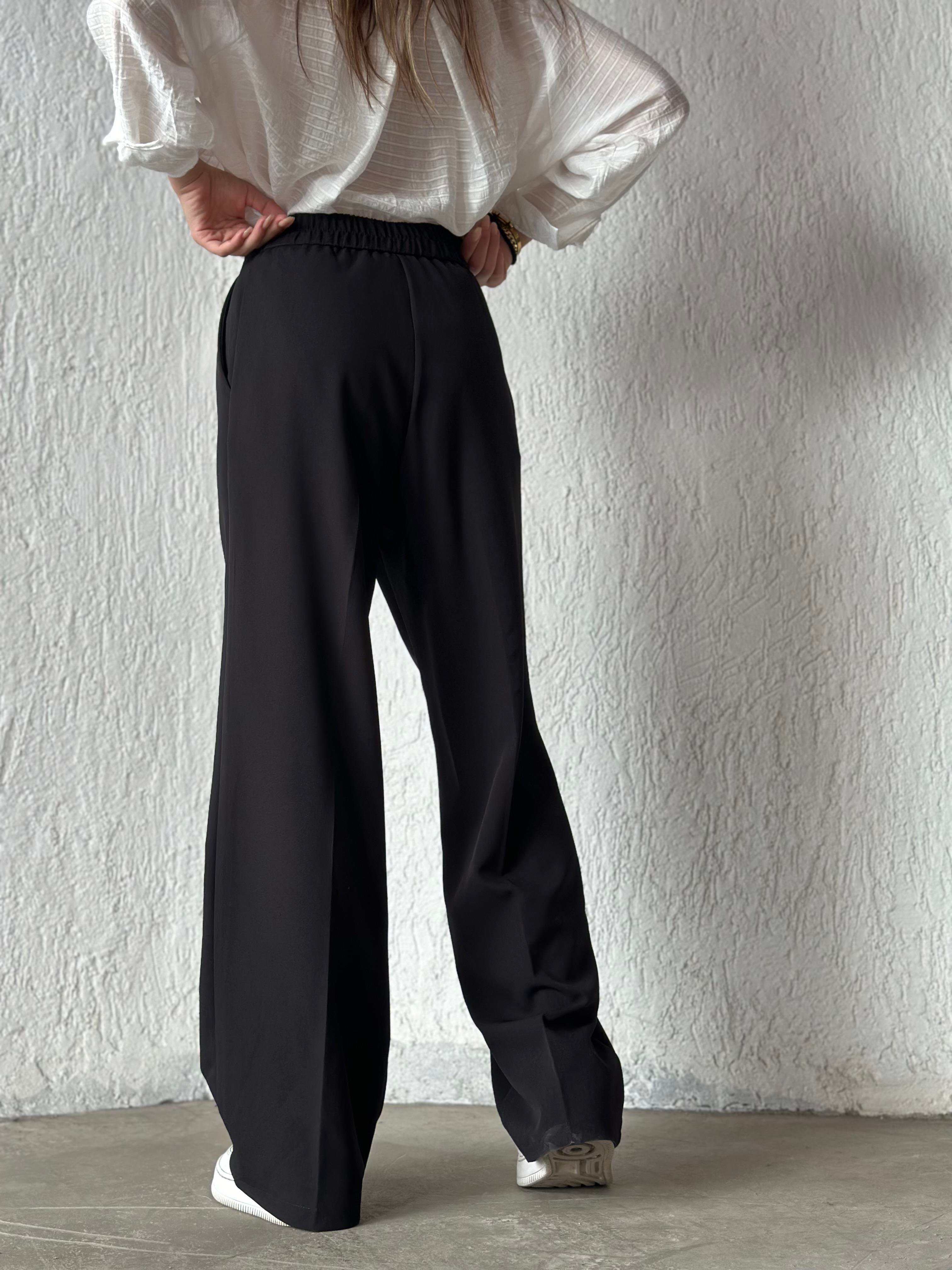Premium Bel Lastikli Palazzo - Siyah - Dominatrend