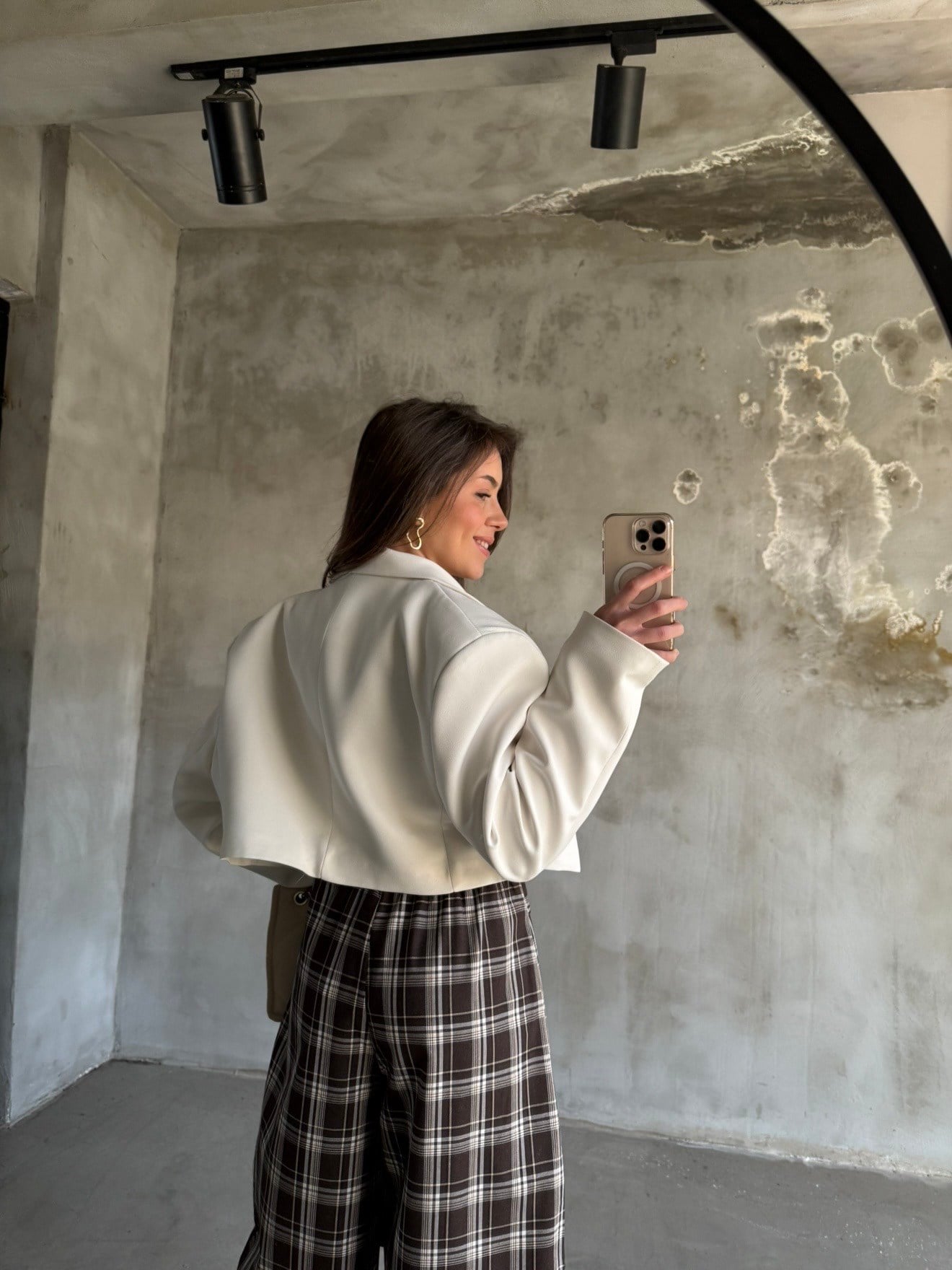 Premium Crop Blazer - Beyaz - Dominatrend
