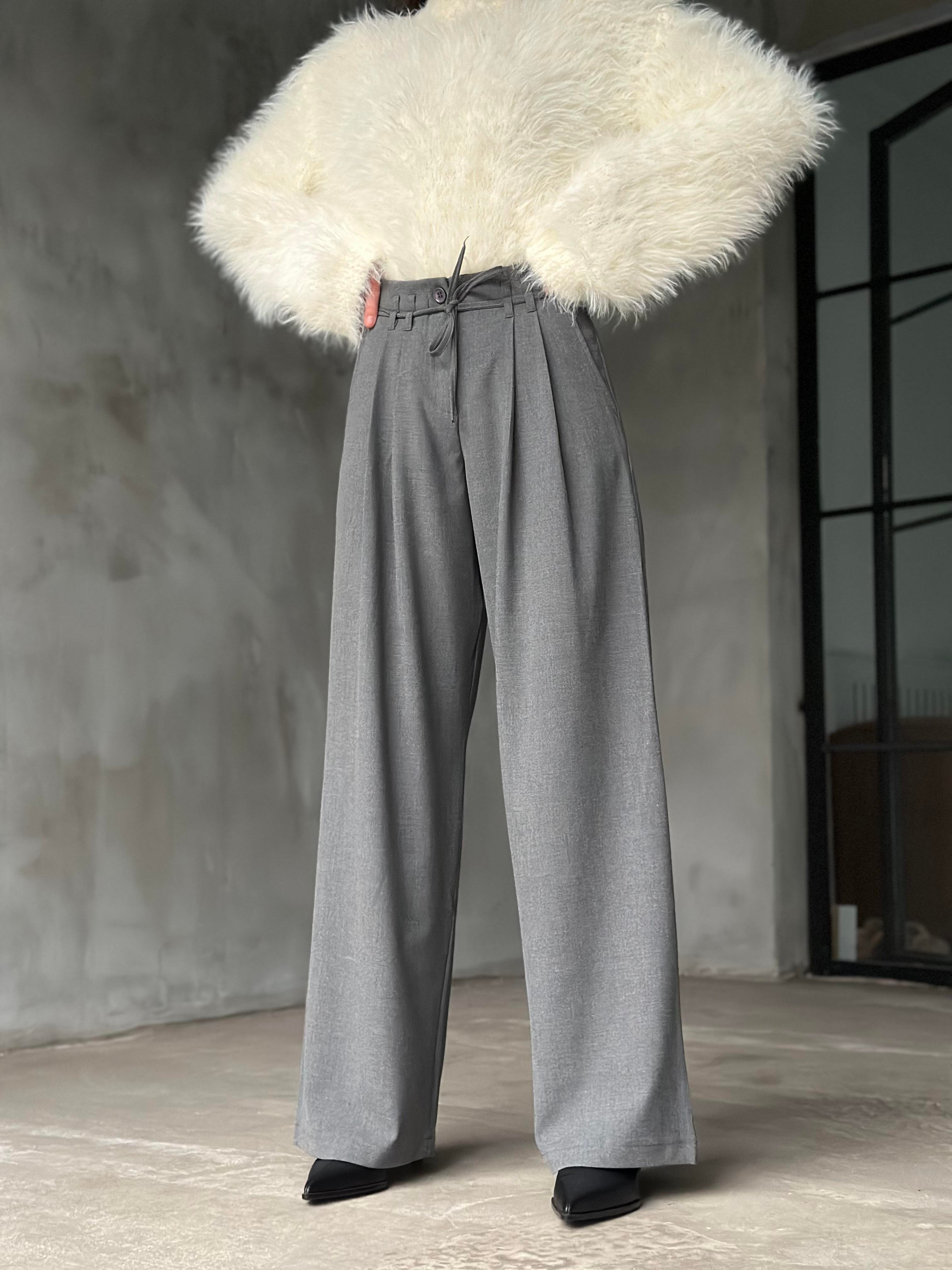 Premium İpli Palazzo Pantolon - Füme - Dominatrend