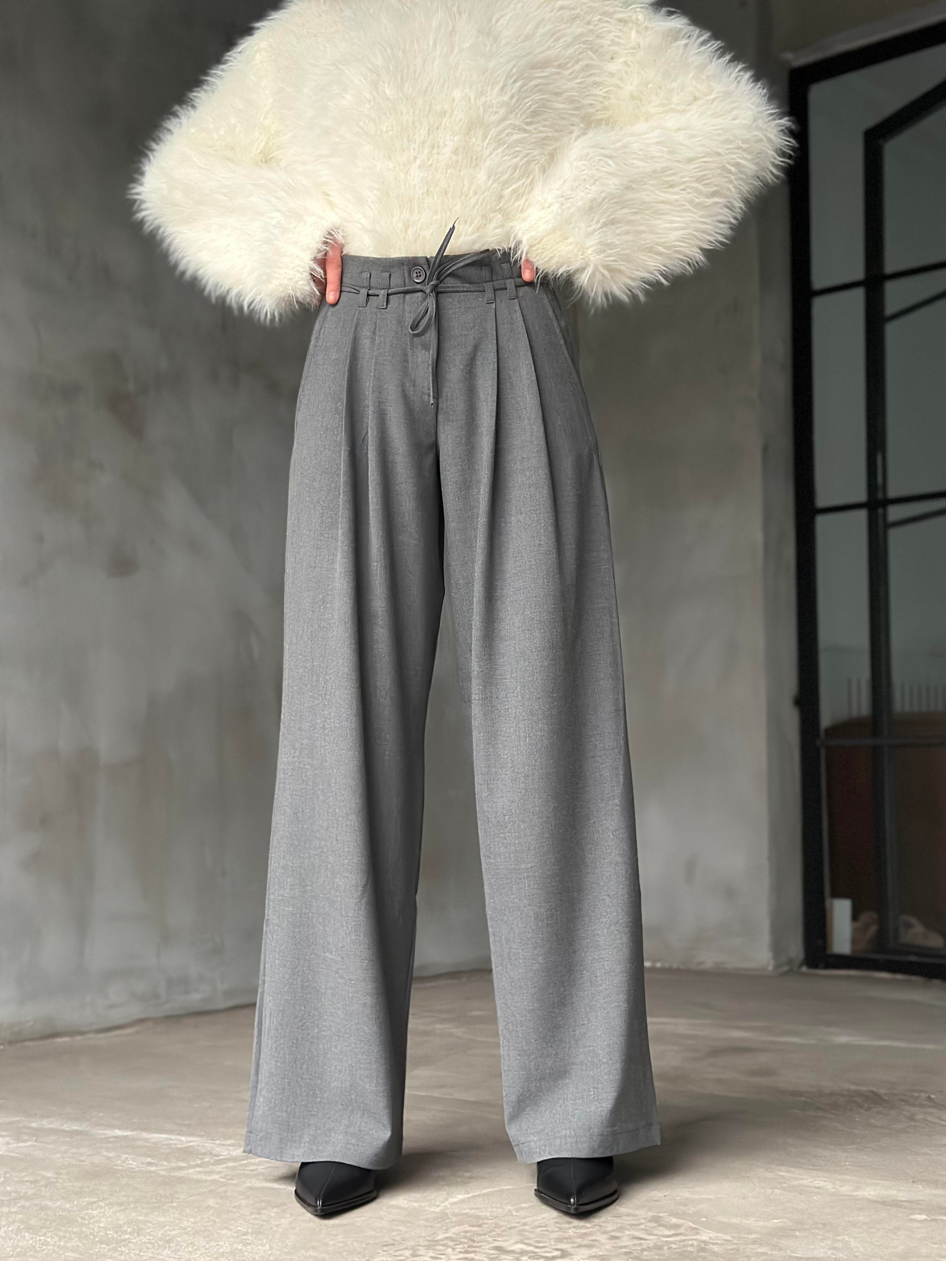 Premium İpli Palazzo Pantolon - Füme - Dominatrend