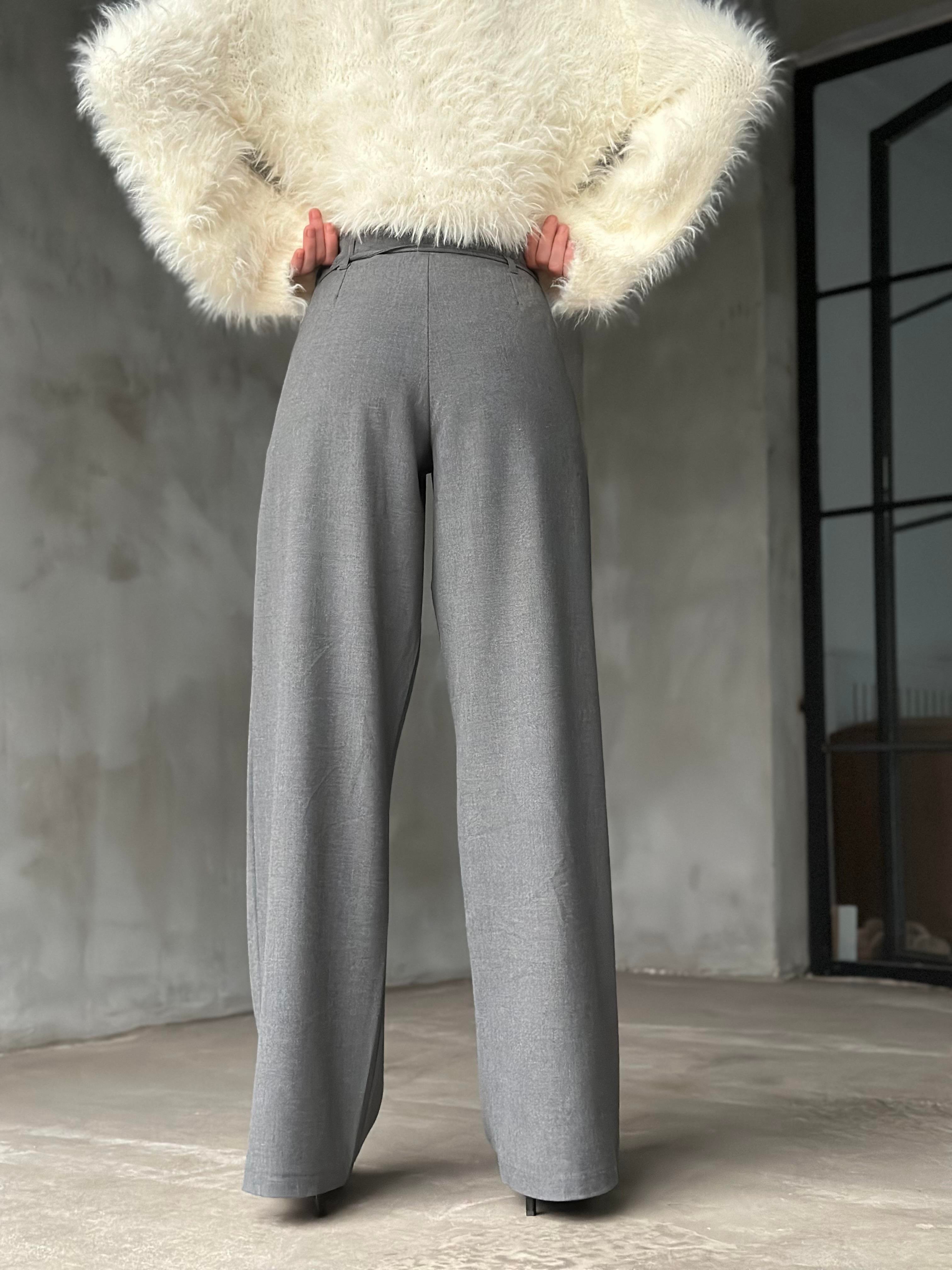 Premium İpli Palazzo Pantolon - Füme - Dominatrend