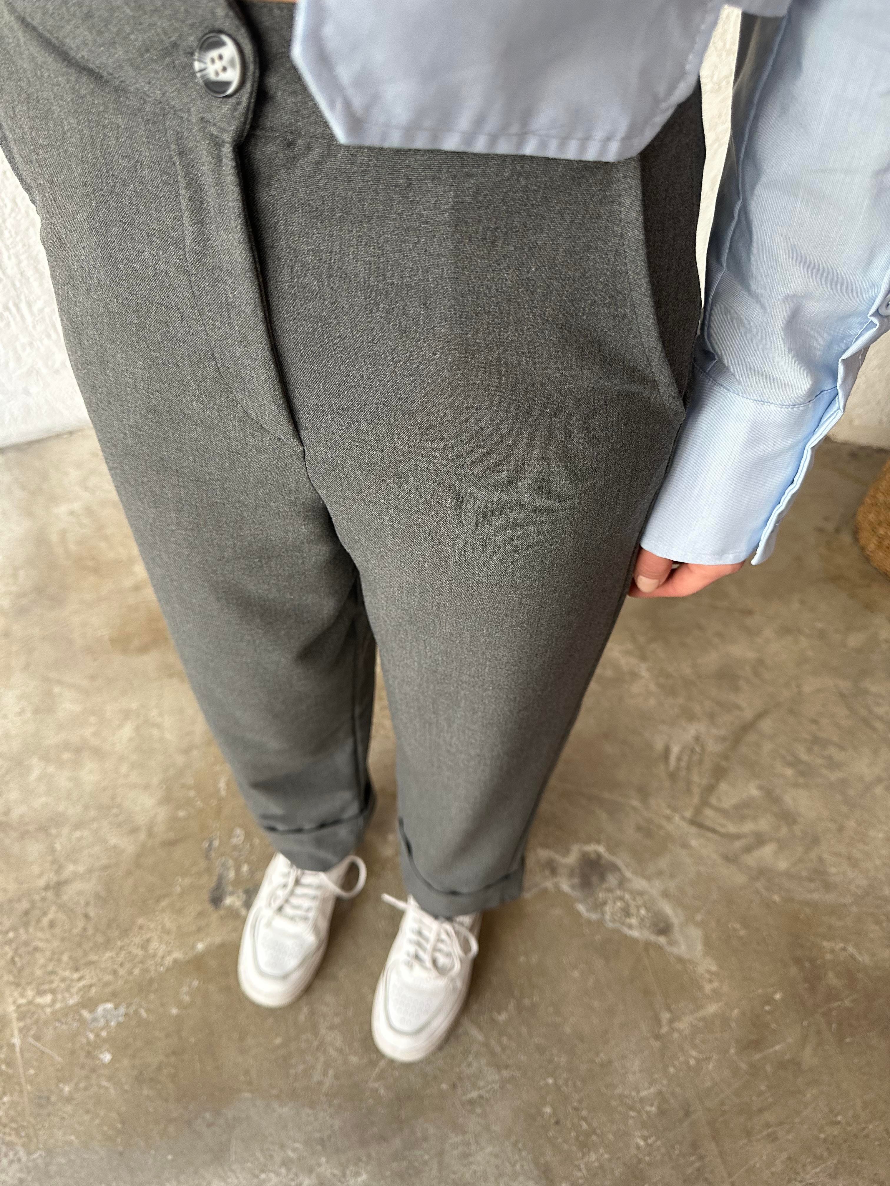 Premium Katlı Paça Kumaş Pantolon - Füme - Dominatrend