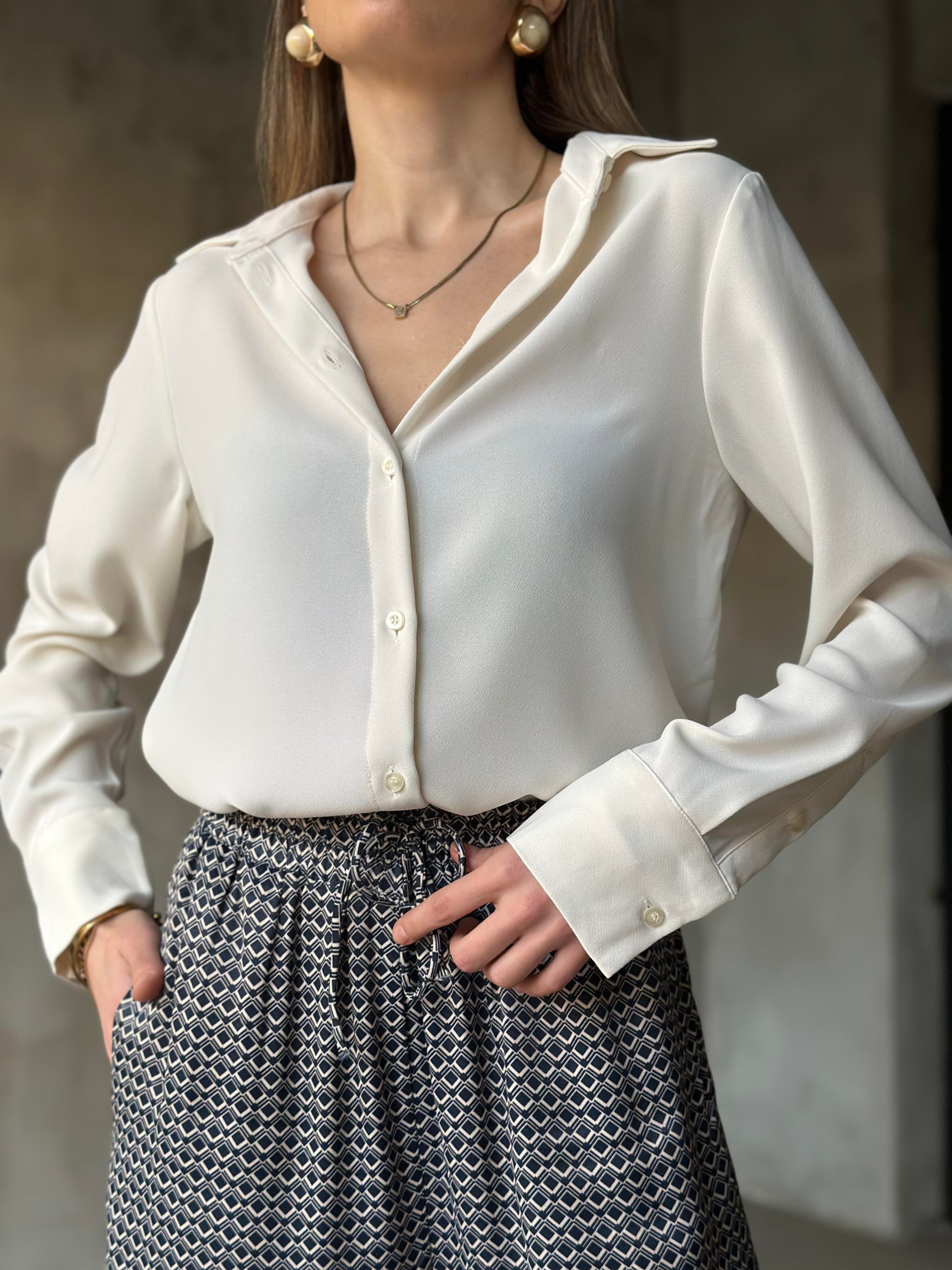 Premium Relaxed Fit Kırık Beyaz Gömlek - Dominatrend