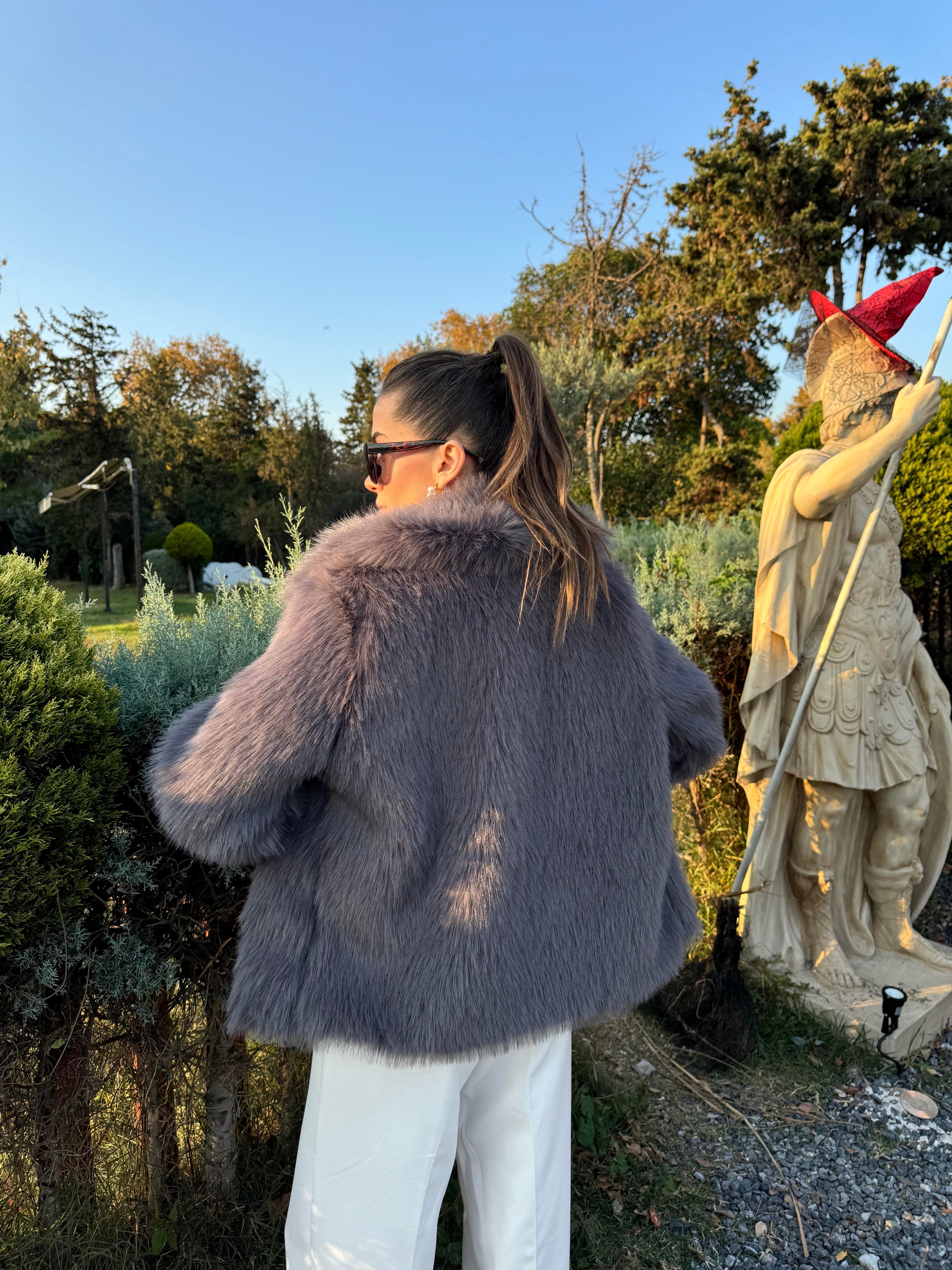 Premium Suni Kürk - Füme - Dominatrend