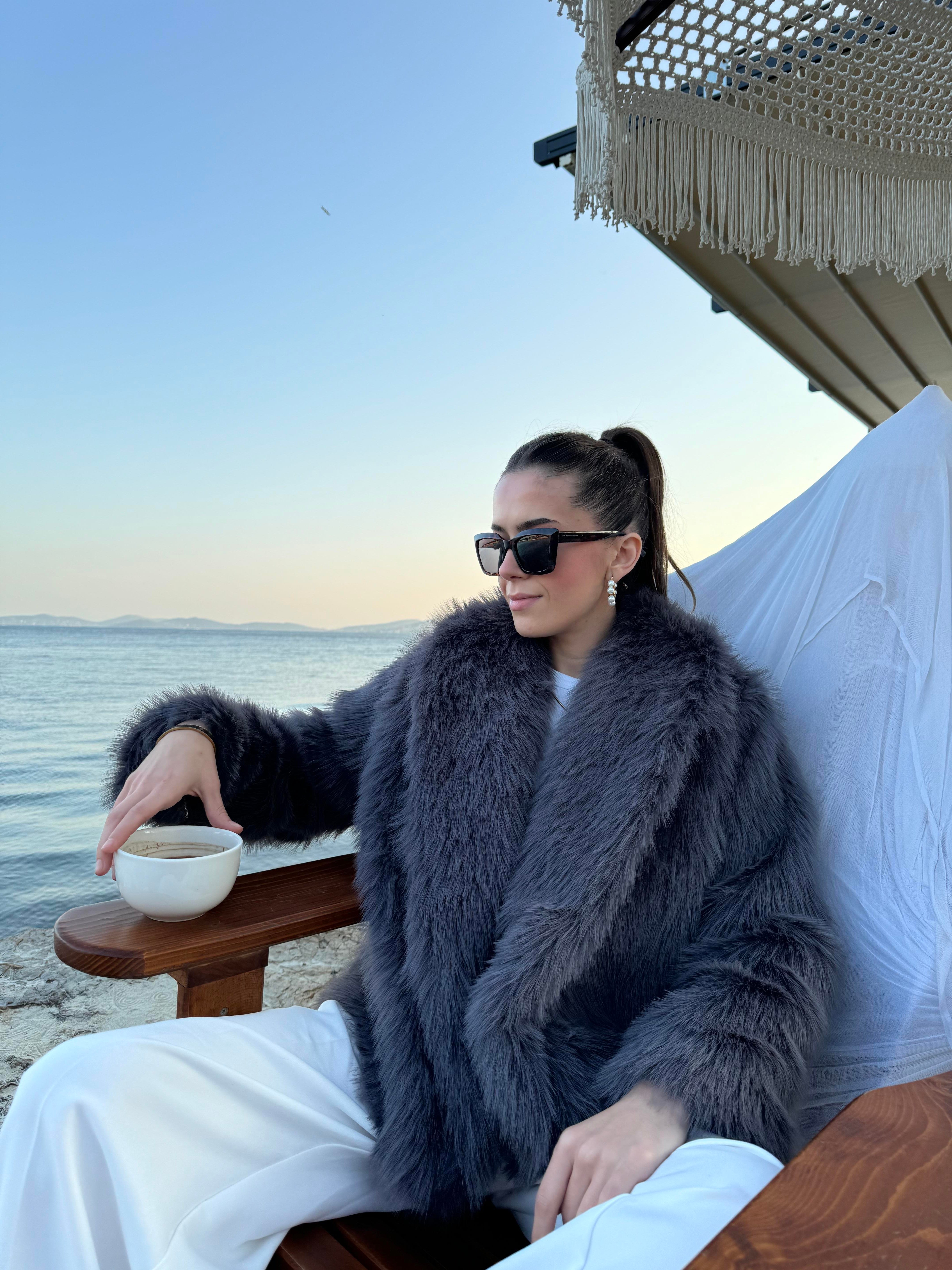 Premium Suni Kürk - Füme - Dominatrend