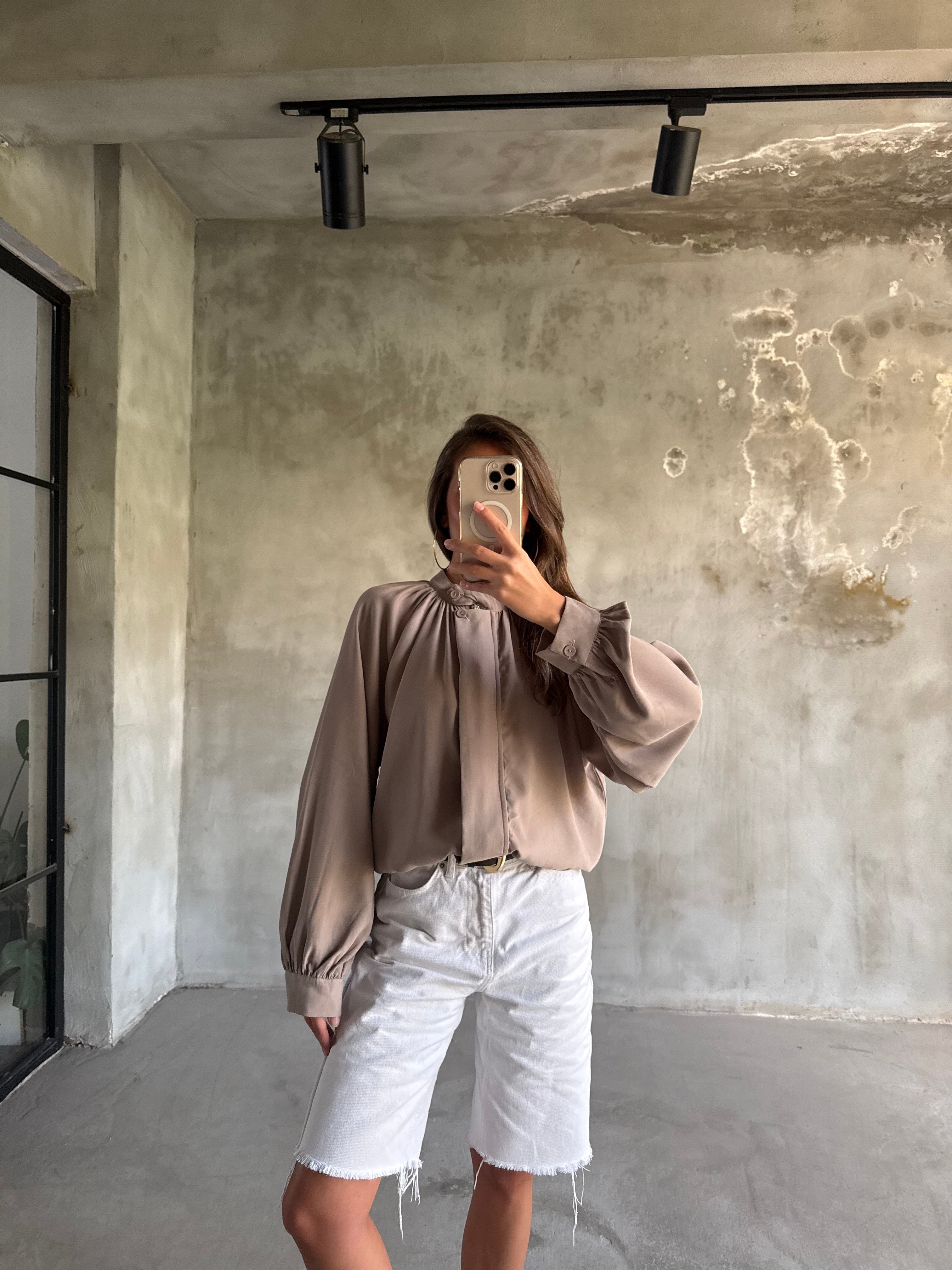Premium Tensel Bomber Ceket - Taş - Dominatrend