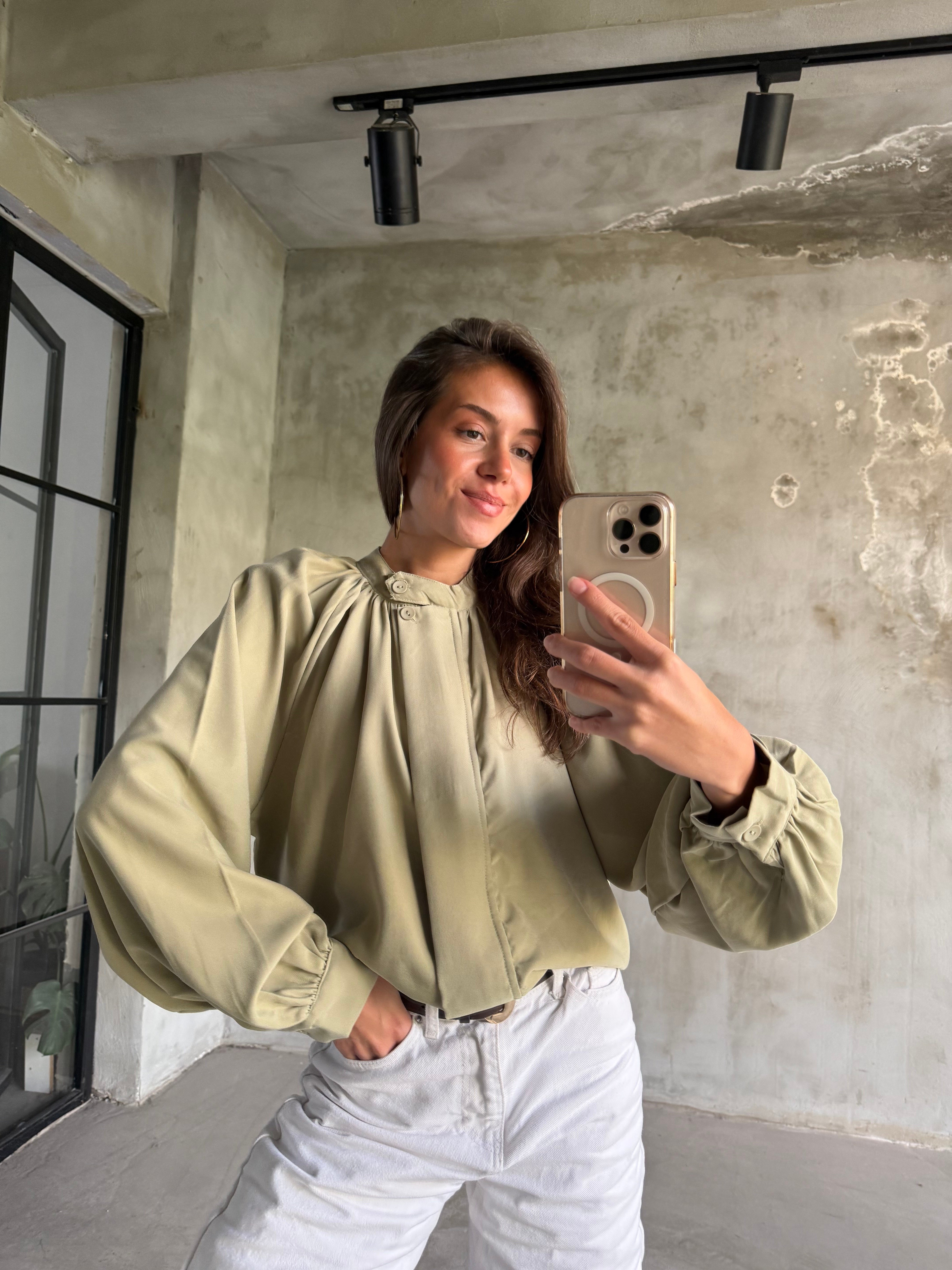 Premium Tensel Bomber Ceket - Yeşil - Dominatrend