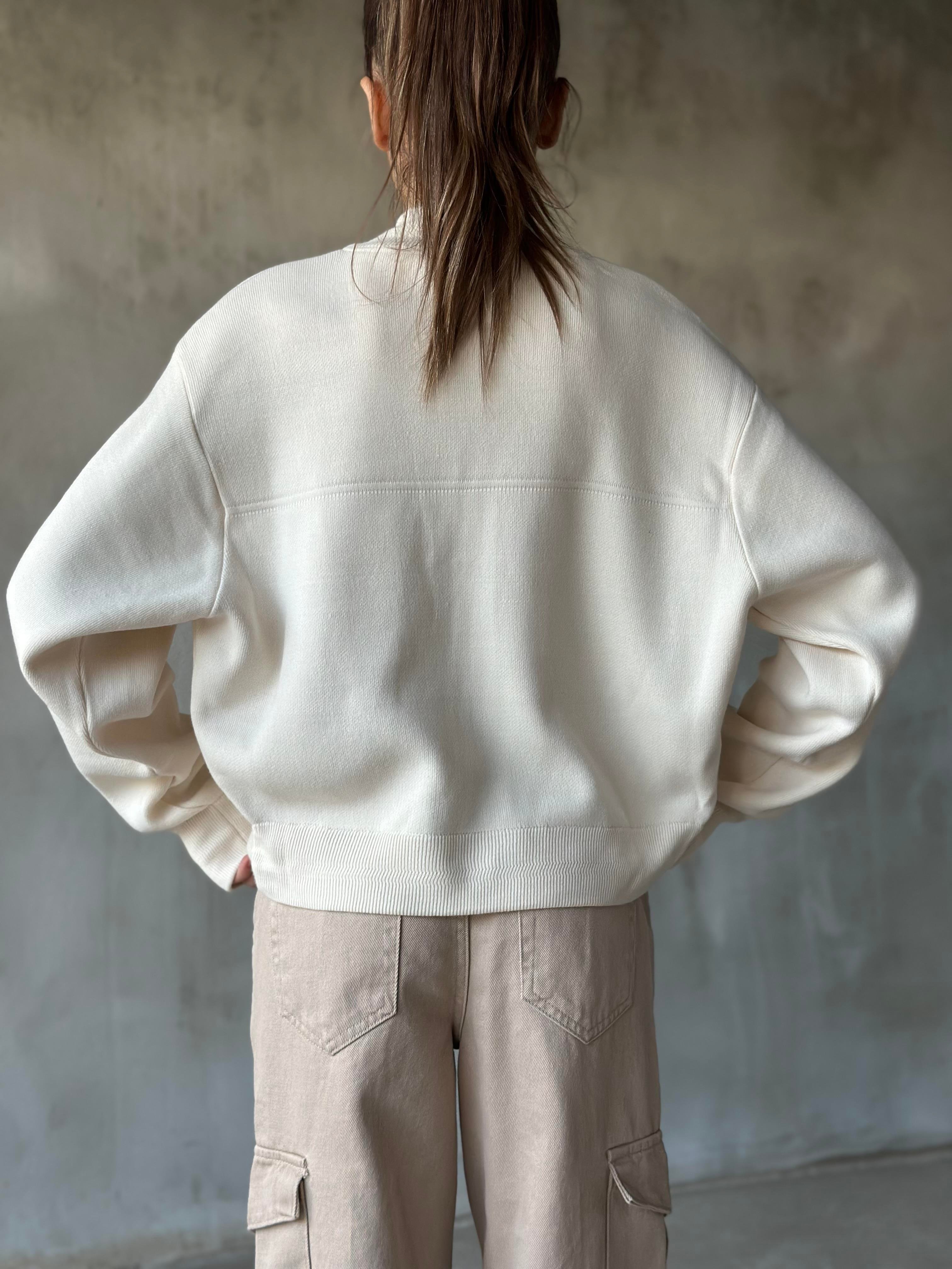Premium Triko Bomber Ceket - Ekru - Dominatrend