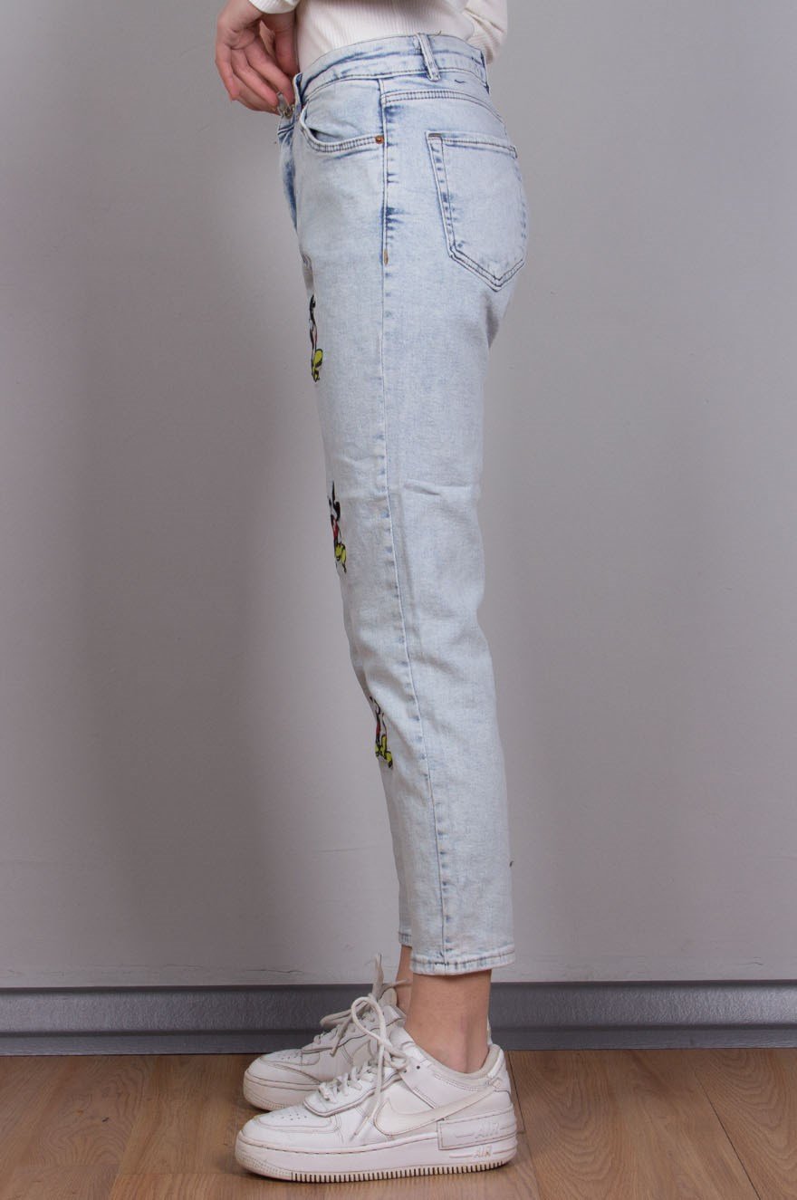 Renkli Mickey Mom Jean - Mavi - Dominatrend